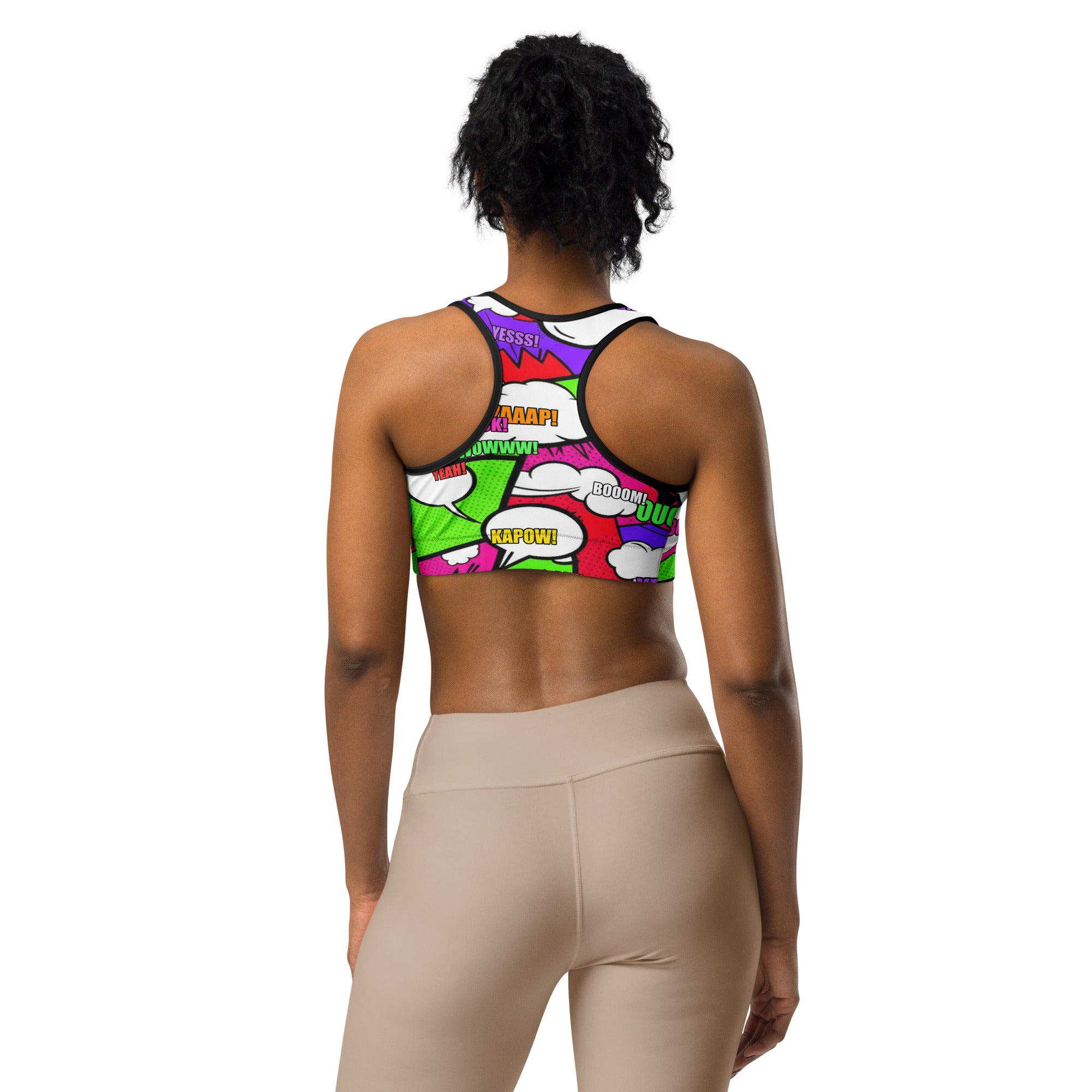 Comic Pop Neon Pink Sports Bra | GearBunch
