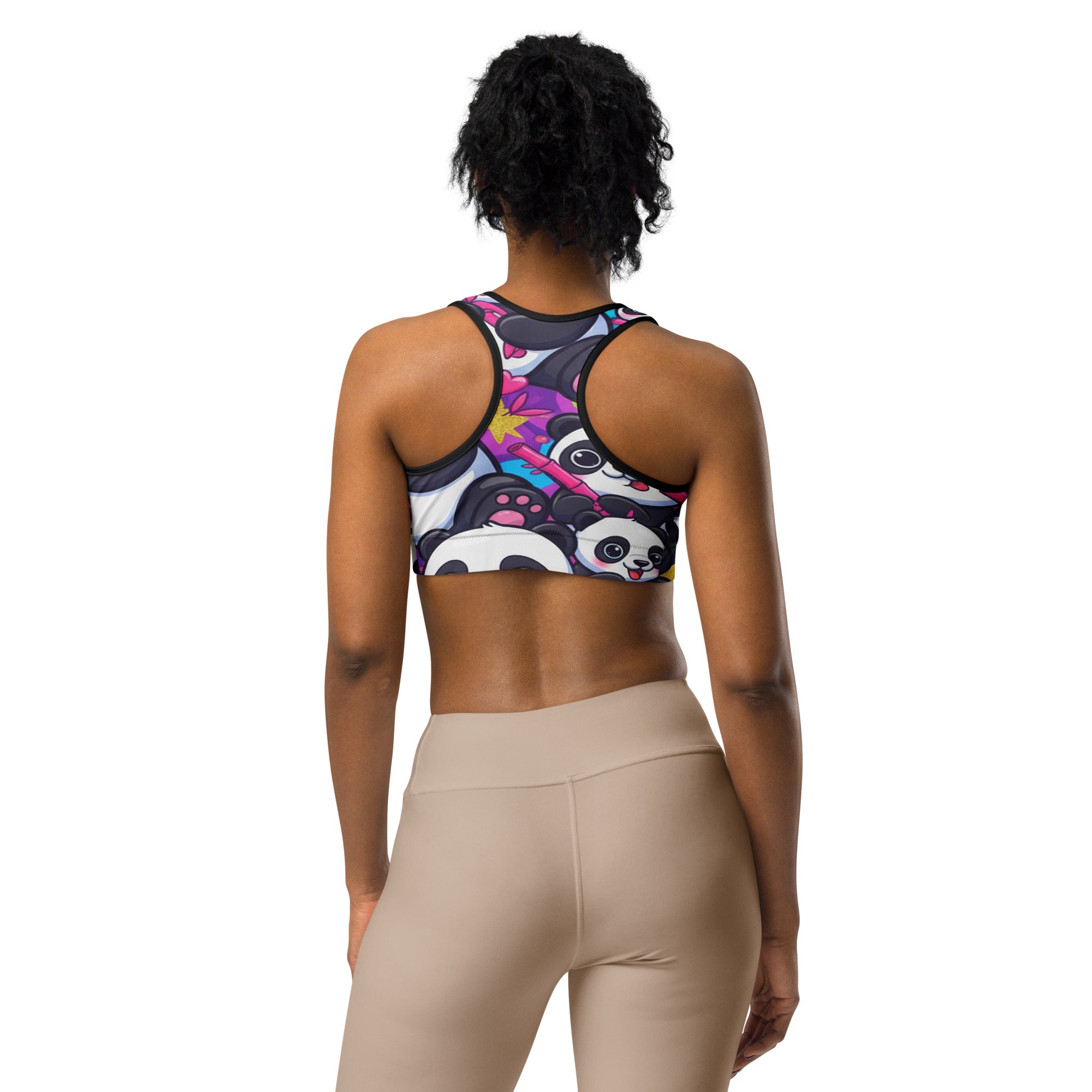 Vibrant Panda Party Sports Bra | GearBunch
