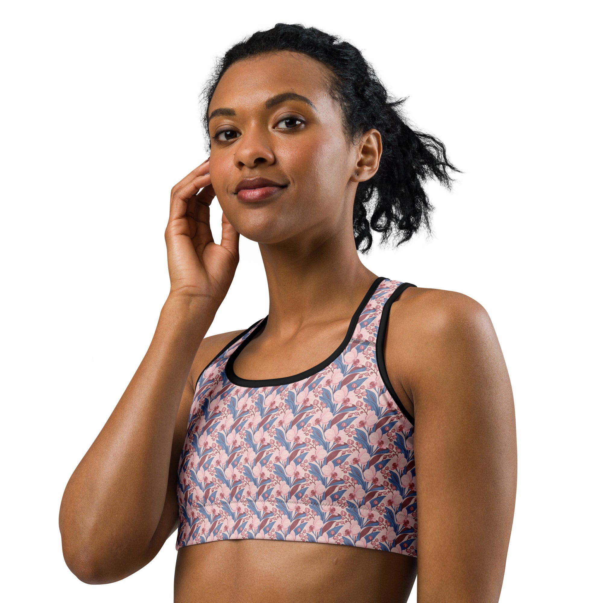 Pink Orchid Botanical Sports Bra | GearBunch