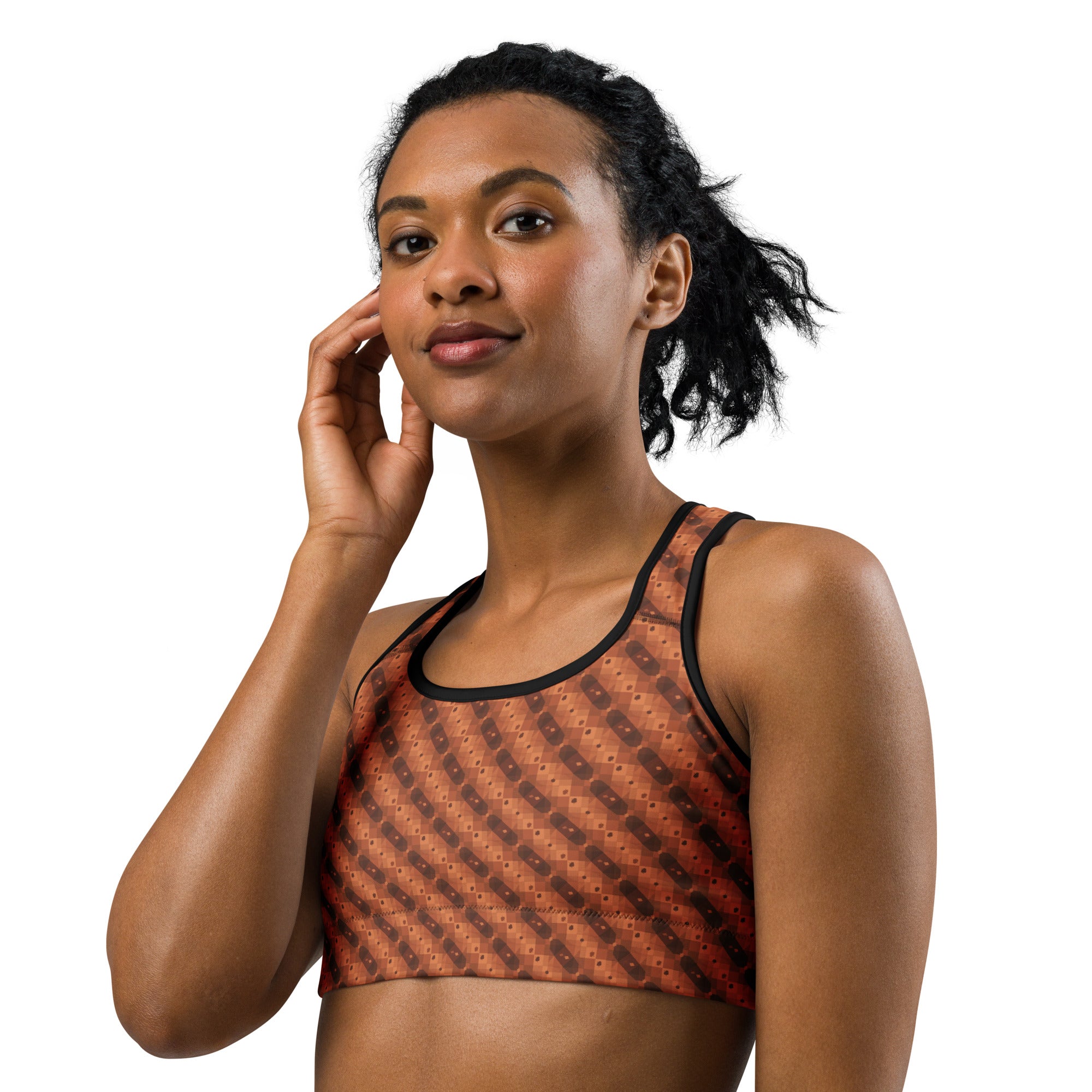 Autumn Gingham Check Sports Bra | GearBunch
