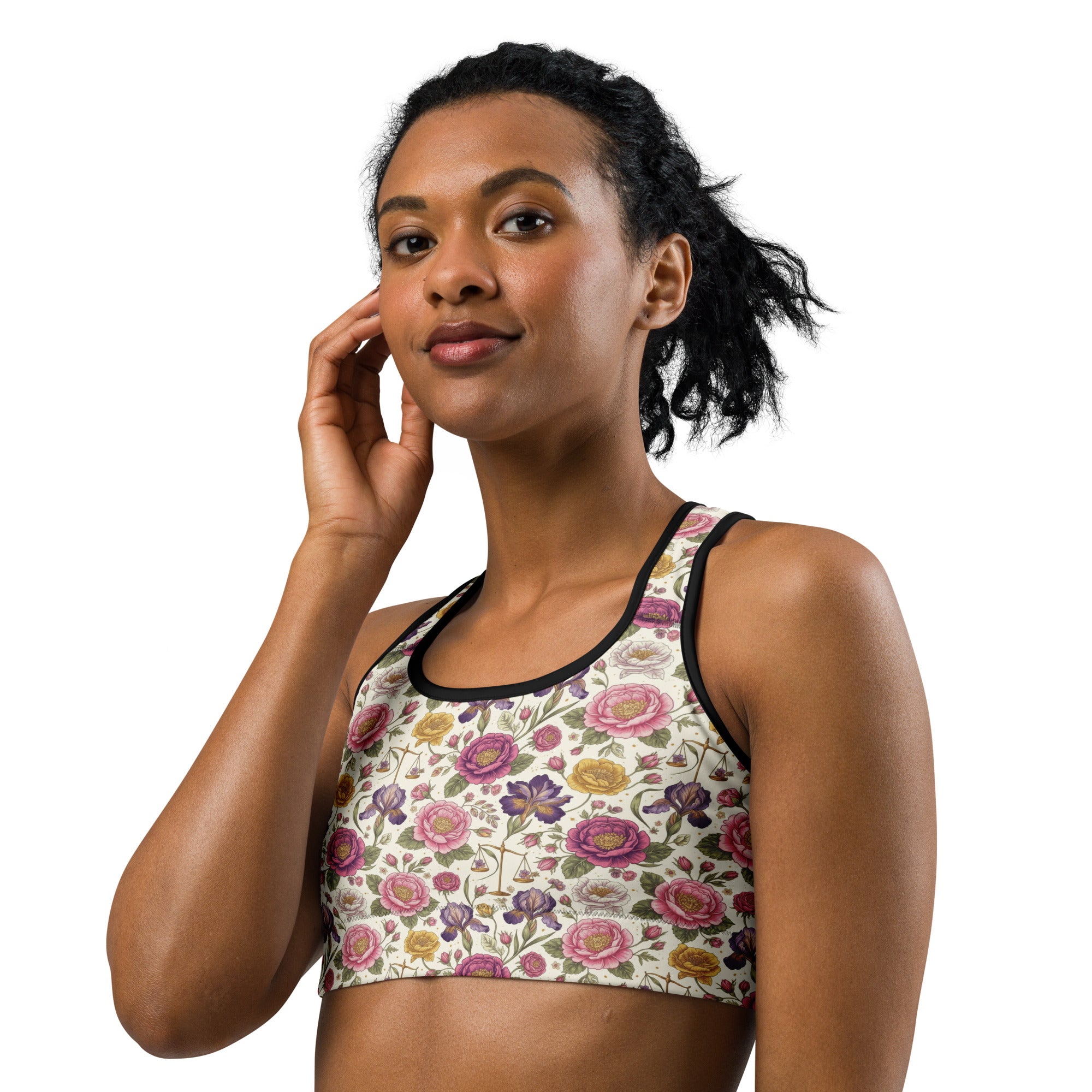 Libra Balance Floral Sports Bra | GearBunch