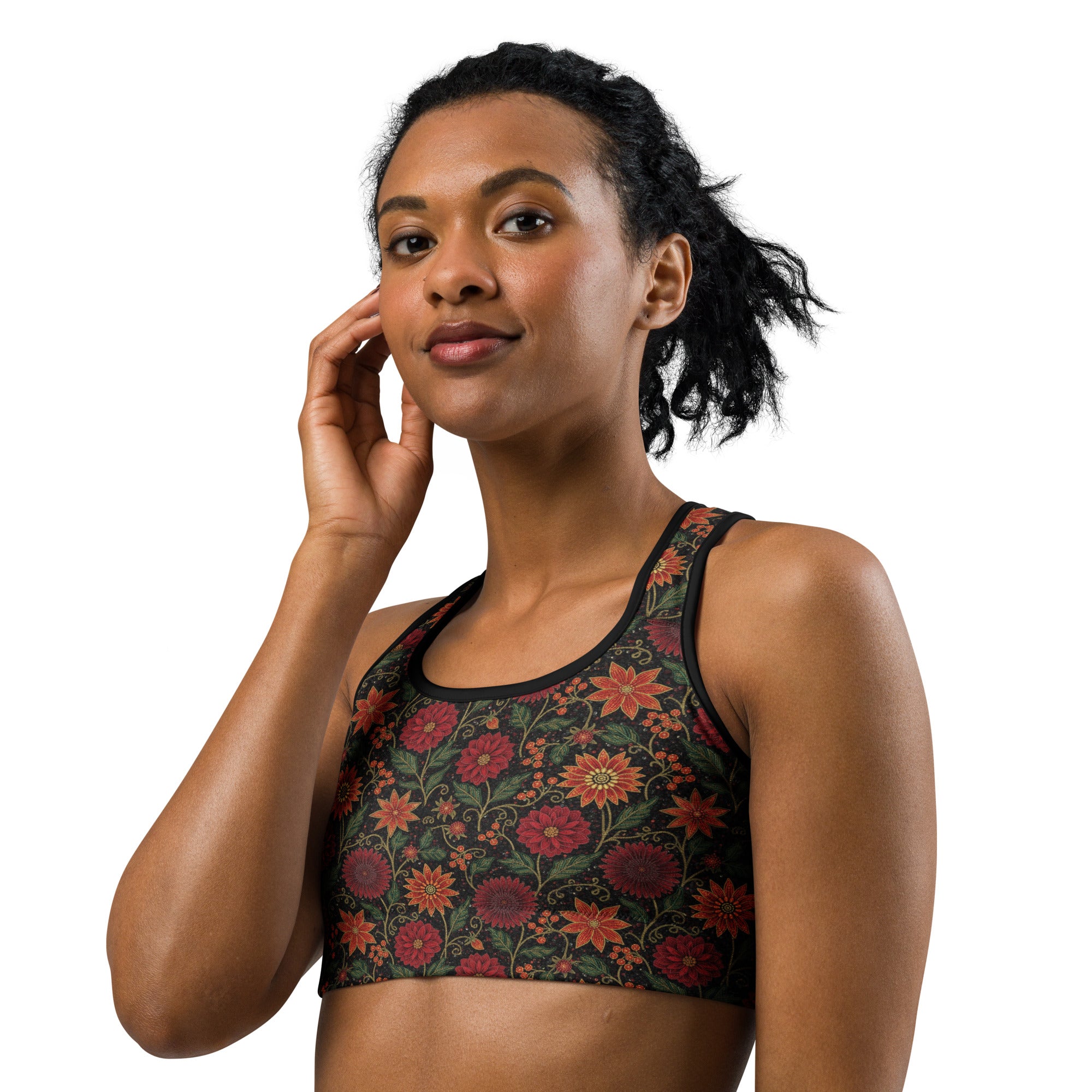 Crimson Paillette Fantasy Sports Bra | GearBunch