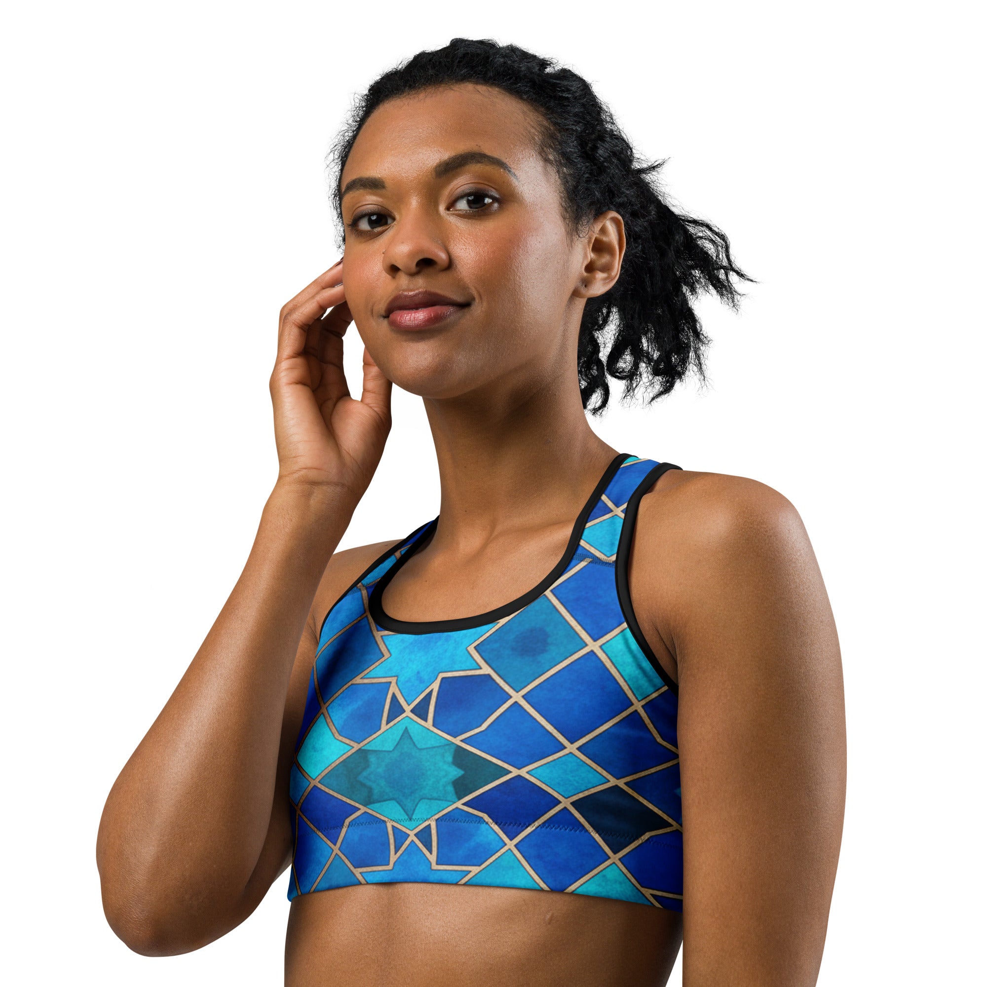 Arabic Sapphire Bronze Sports Bra | GearBunch
