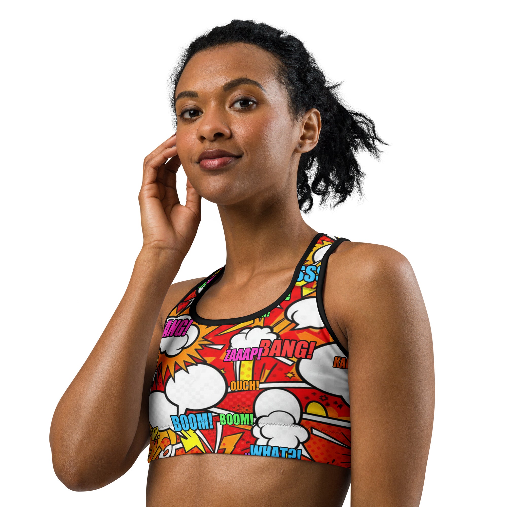 Comic Pop Fire Engine Sports Bra | GearBunch