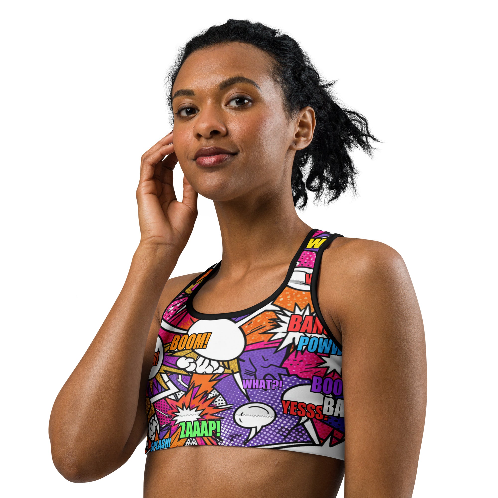 Comic Strip Disco Funk Sports Bra | GearBunch