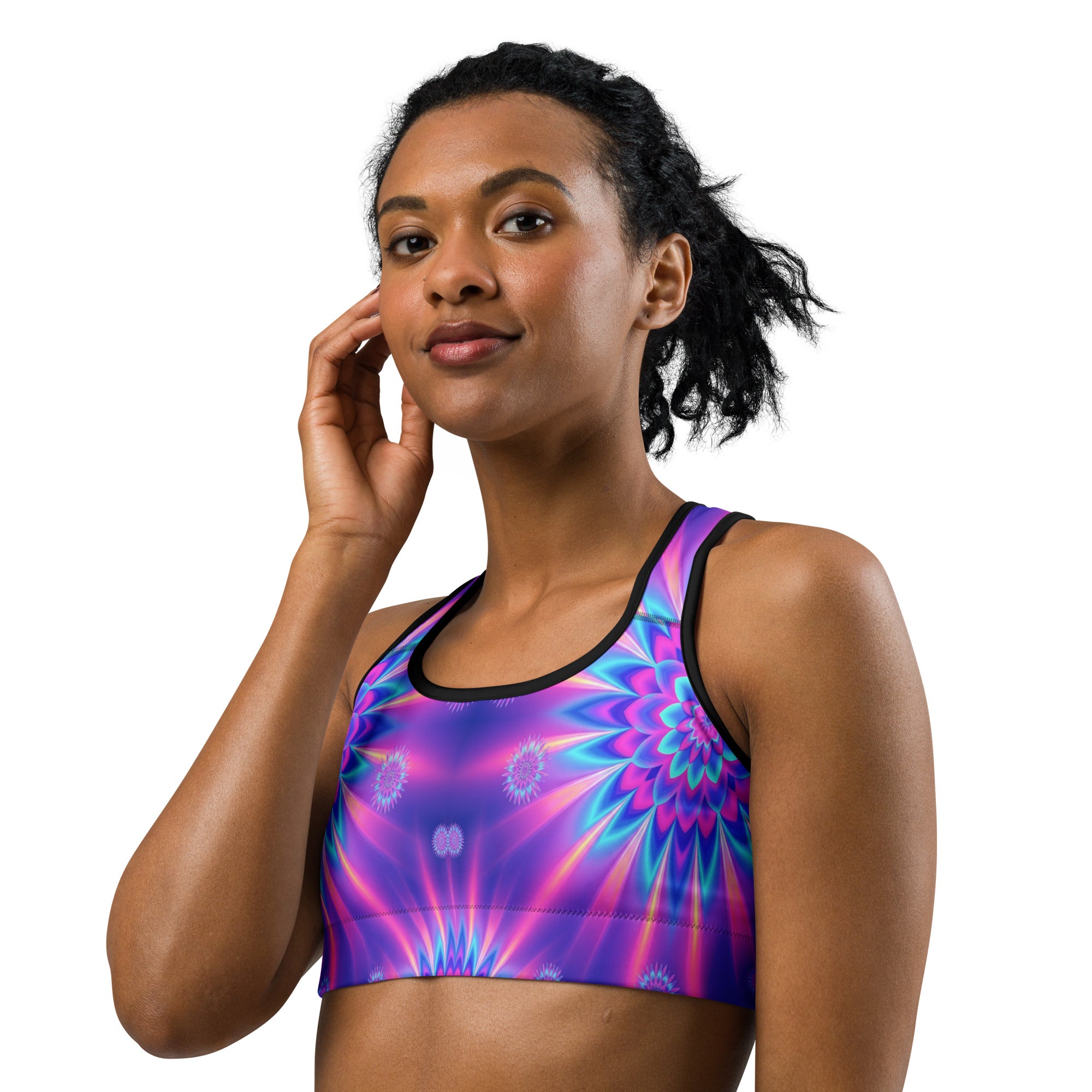 Psychedelic Vaporwave Dream Sports Bra | GearBunch
