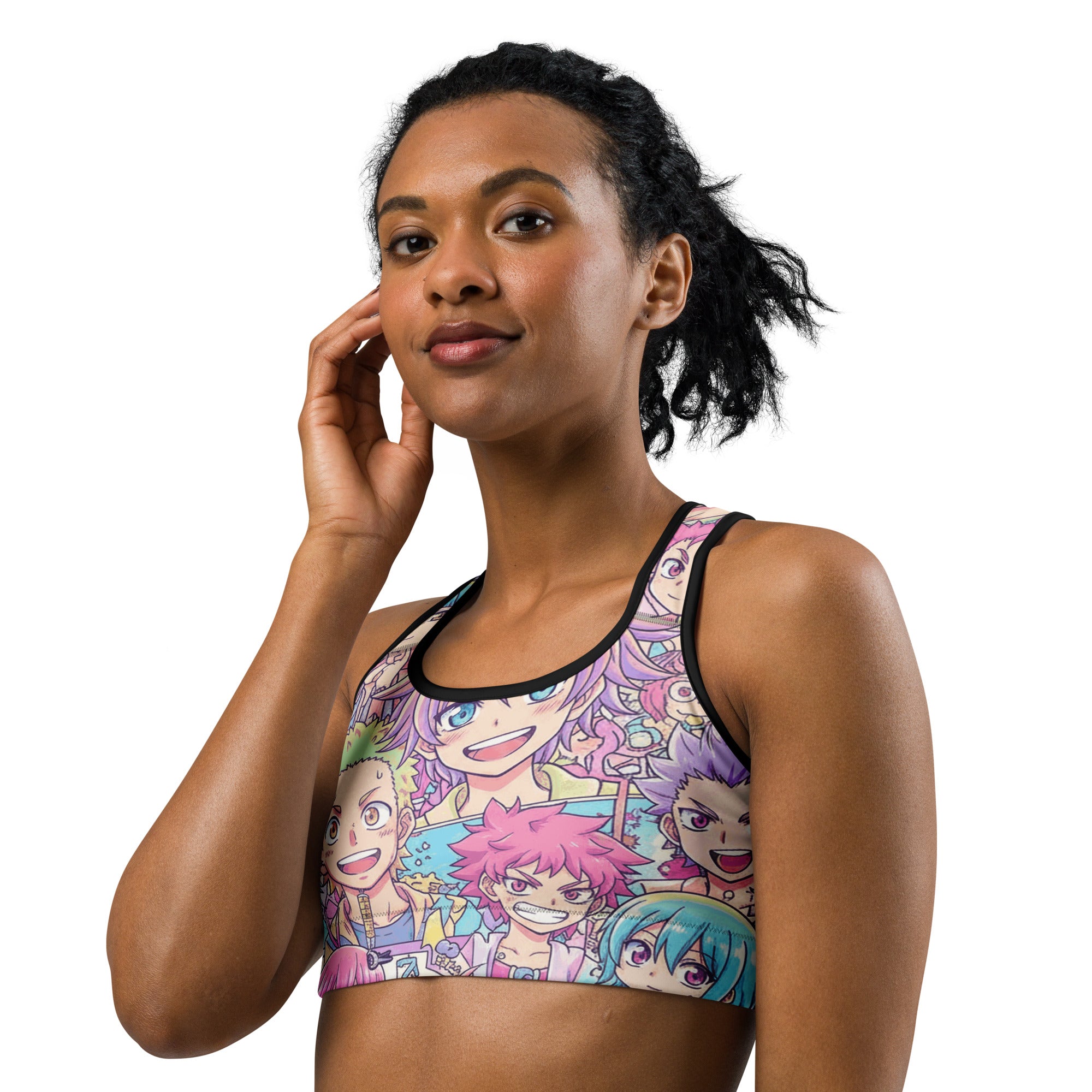 Anime Collage Pastel Dream Sports Bra | GearBunch