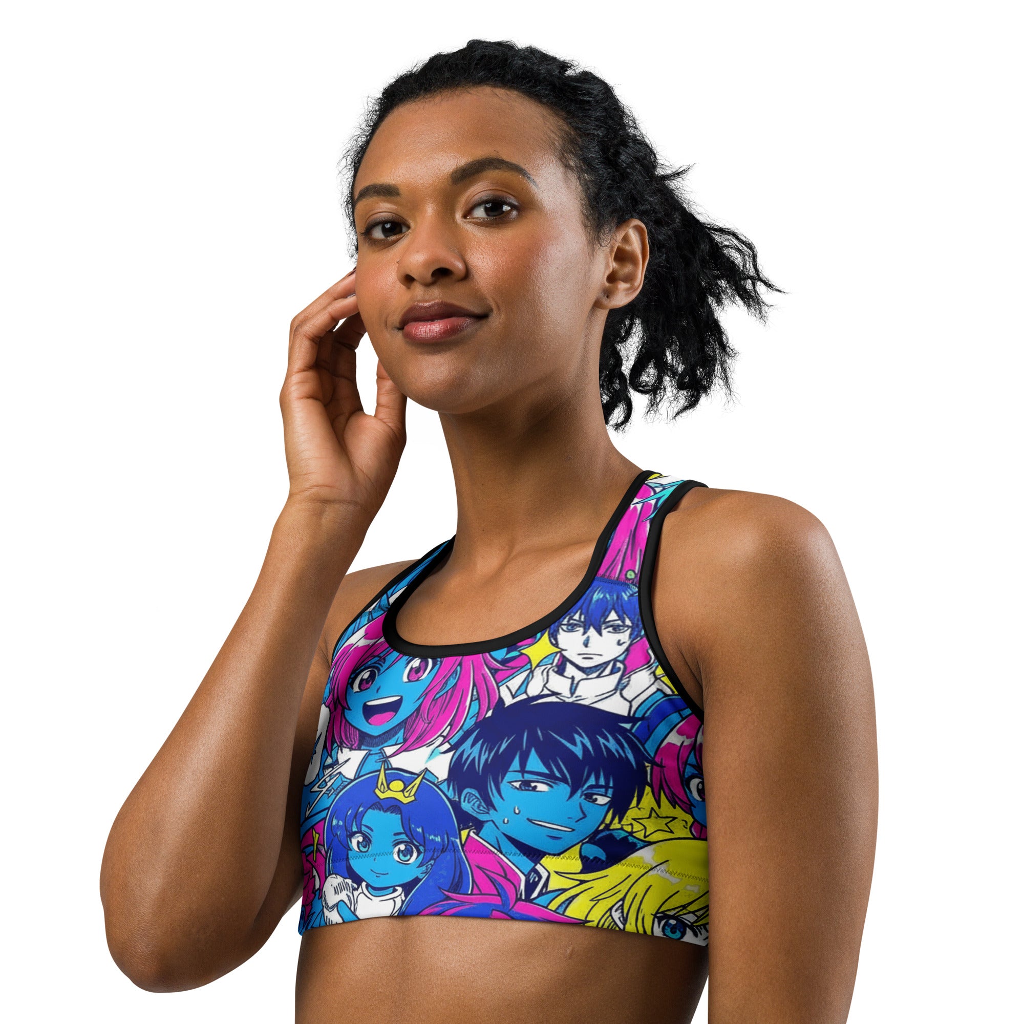 Anime Collage Neon Tokyo Sports Bra | GearBunch