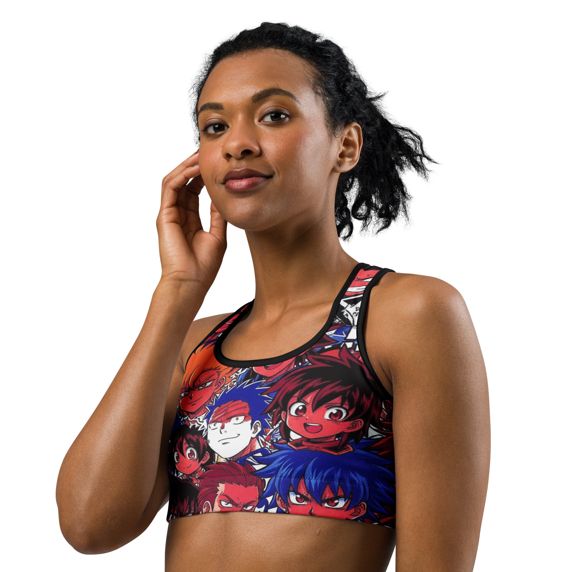 Anime Collage Dark Shonen Sports Bra | GearBunch