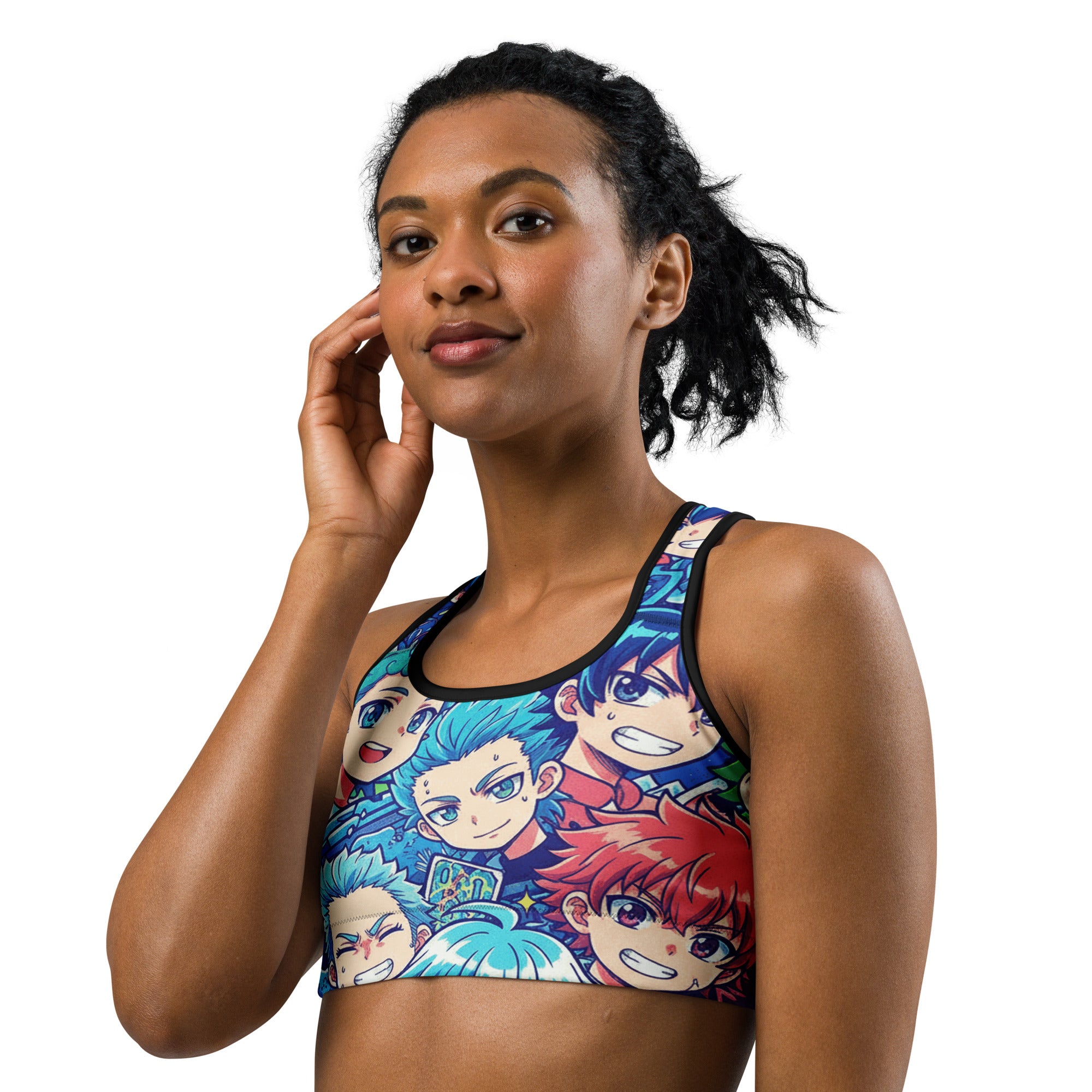 Anime Ocean Wave Sports Bra | GearBunch