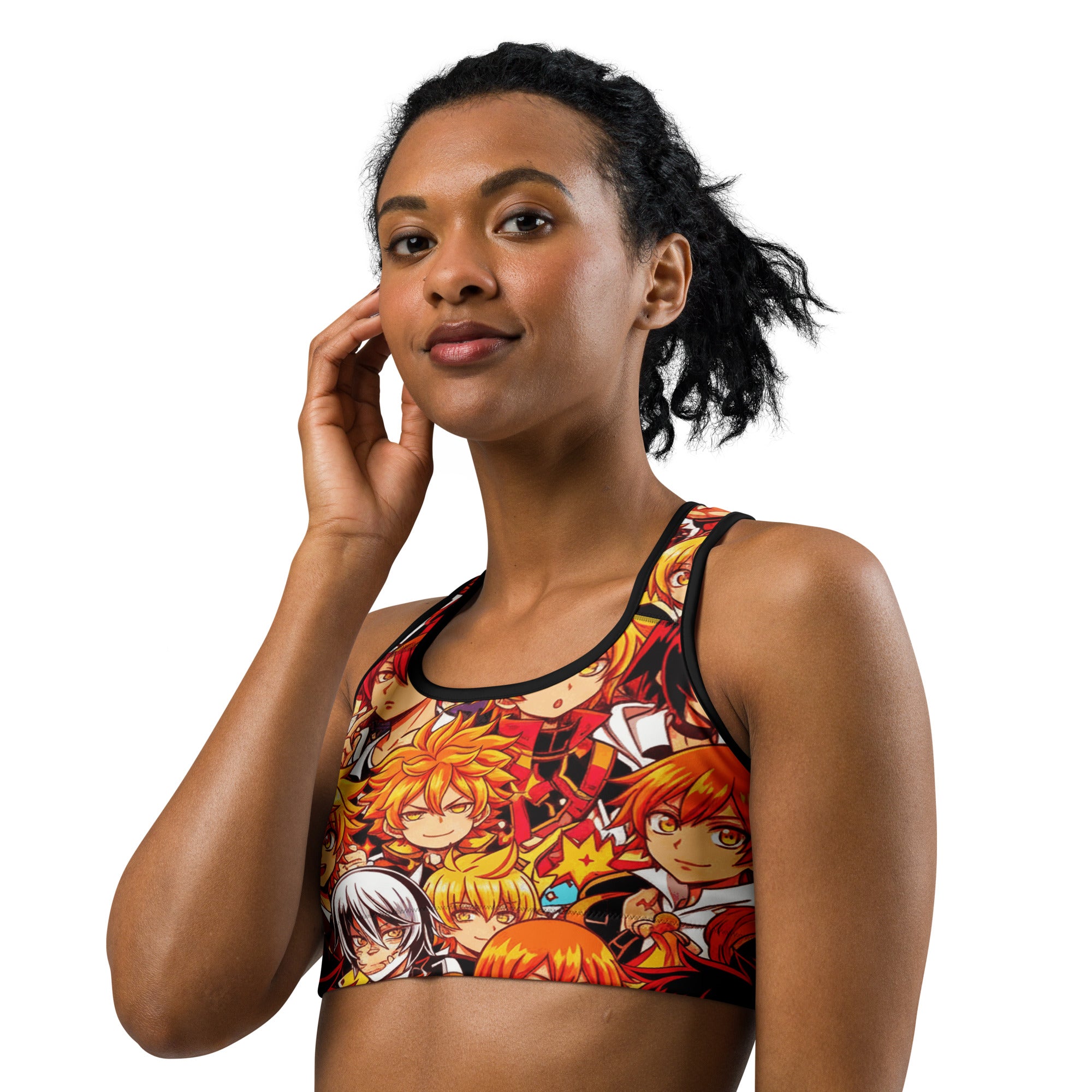Anime Collage Fire Spirit Sports Bra | GearBunch