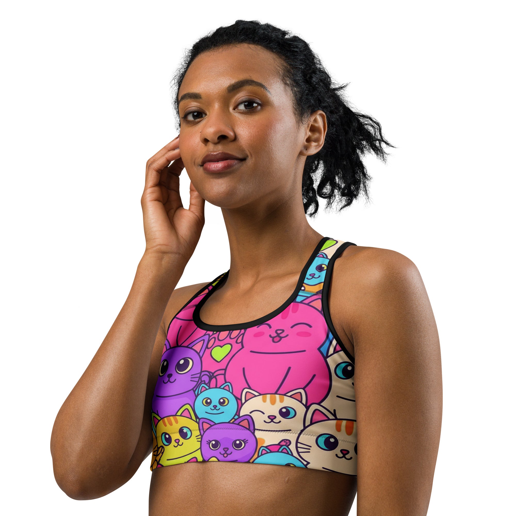 Vibrant Cats Everywhere Sports Bra | GearBunch