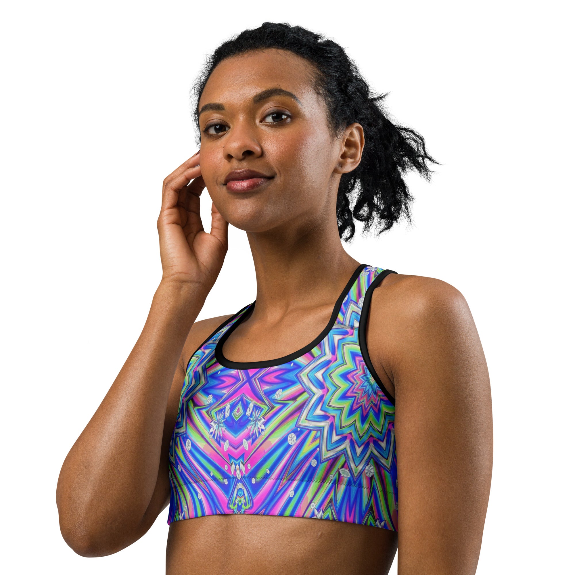 Psychedelic Chrome Spectrum Sports Bra | GearBunch