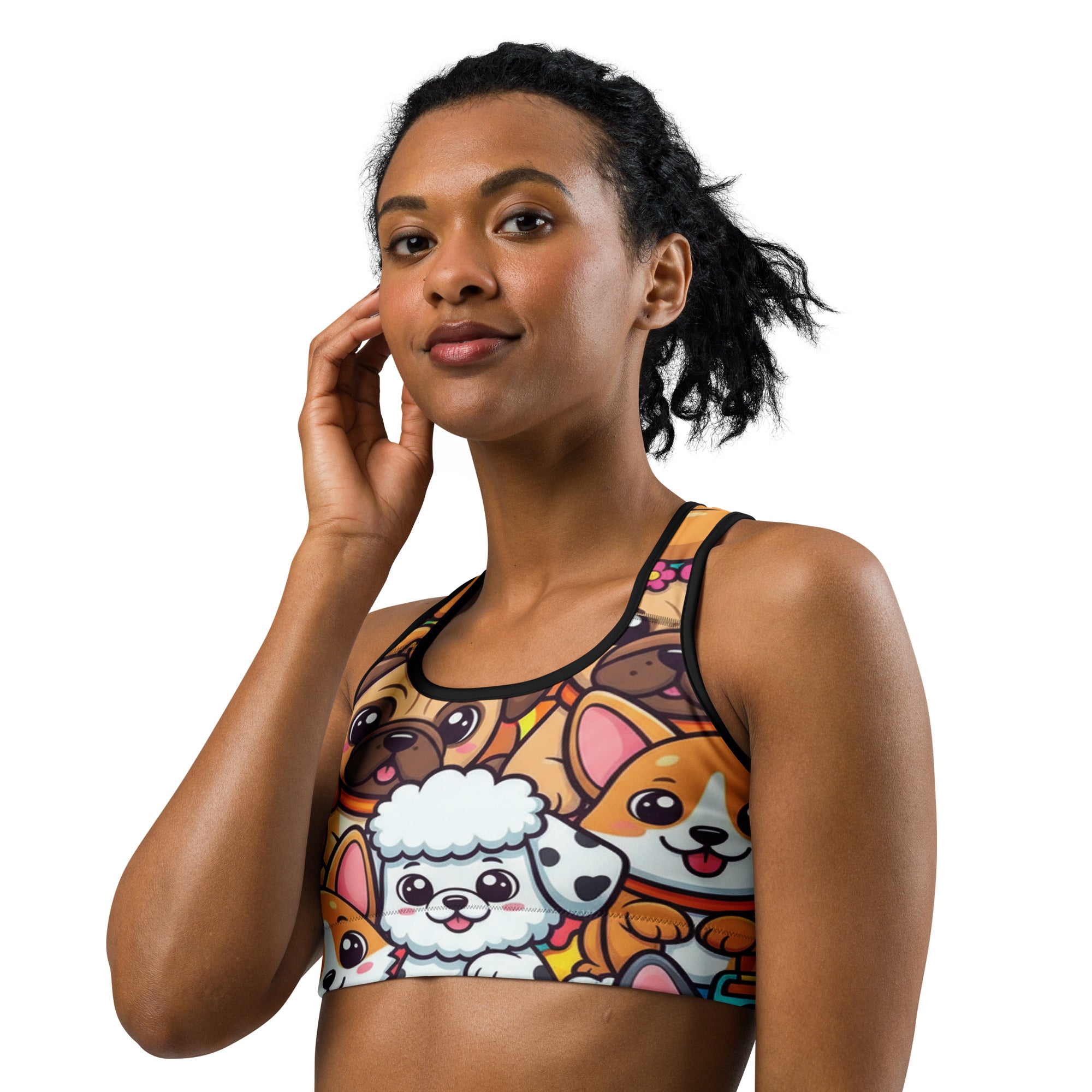 Vibrant Puppy Pile Sports Bra | GearBunch