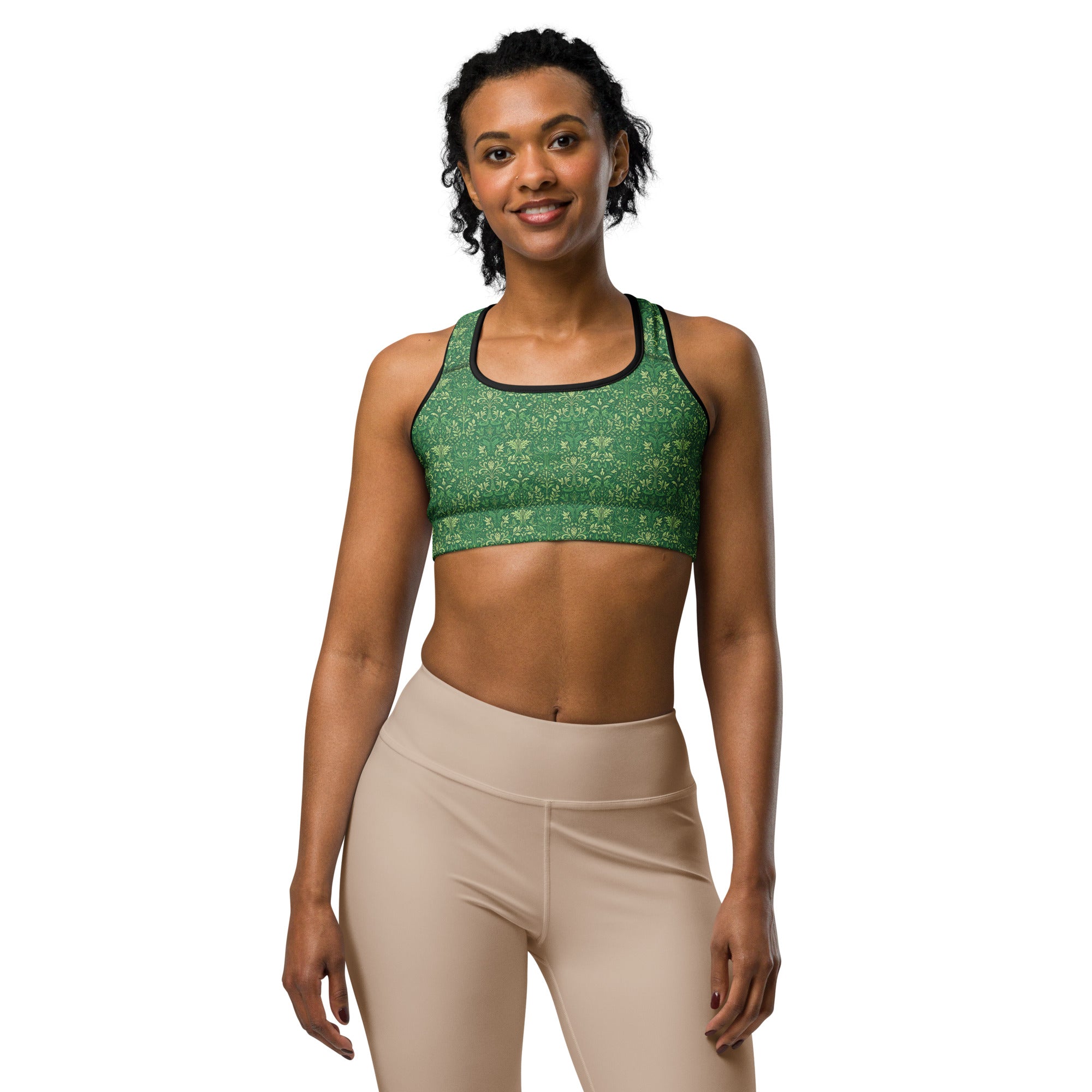 Women's william morris tree printed sports bra front view
