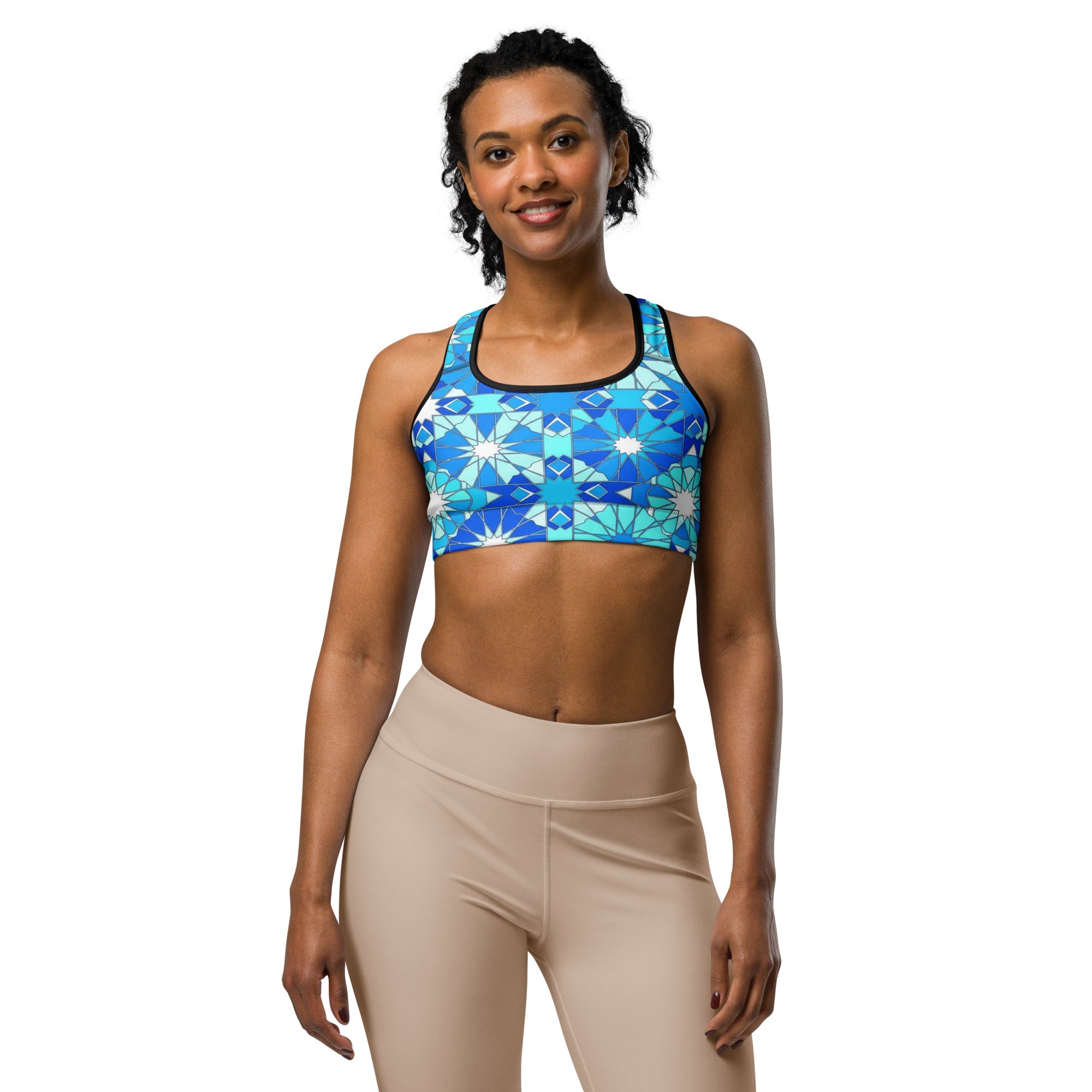 Women's zellige arctic sports bra front view