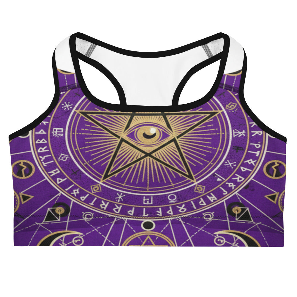 Women's pentagram geometric mystic sports bra front view