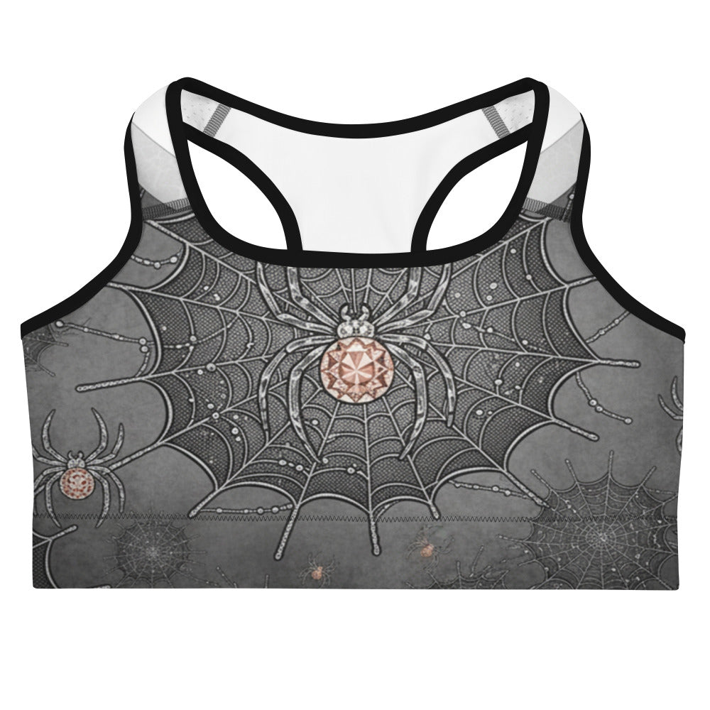 Women's spider web lace sports bra front view