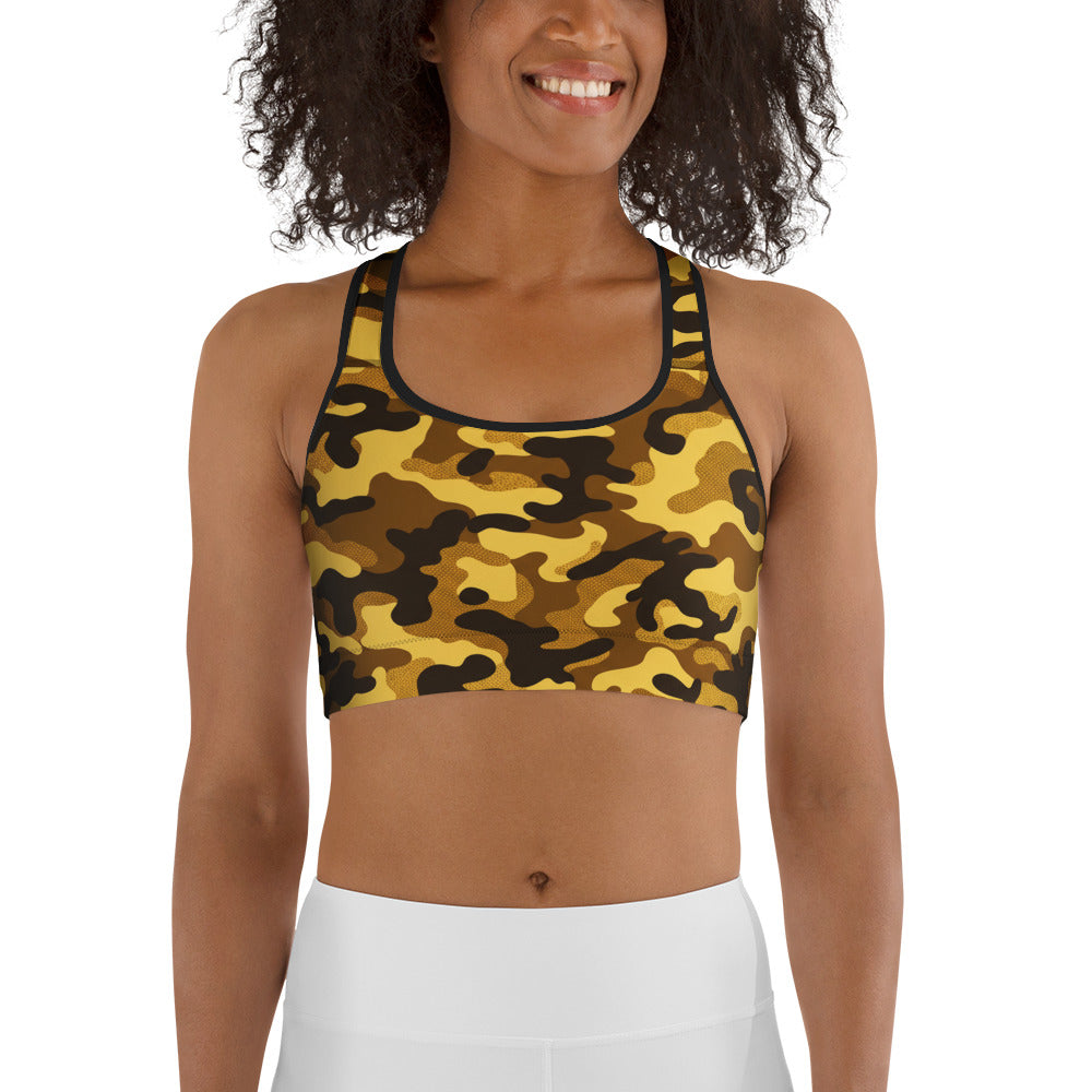 Gold Camo Sports Bra | GearBunch