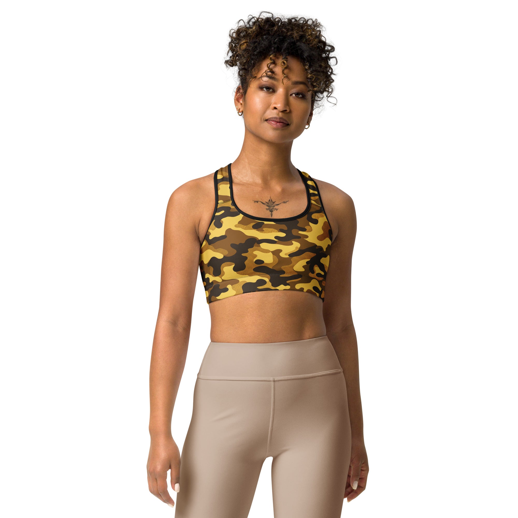 Gold Camo Sports Bra | GearBunch