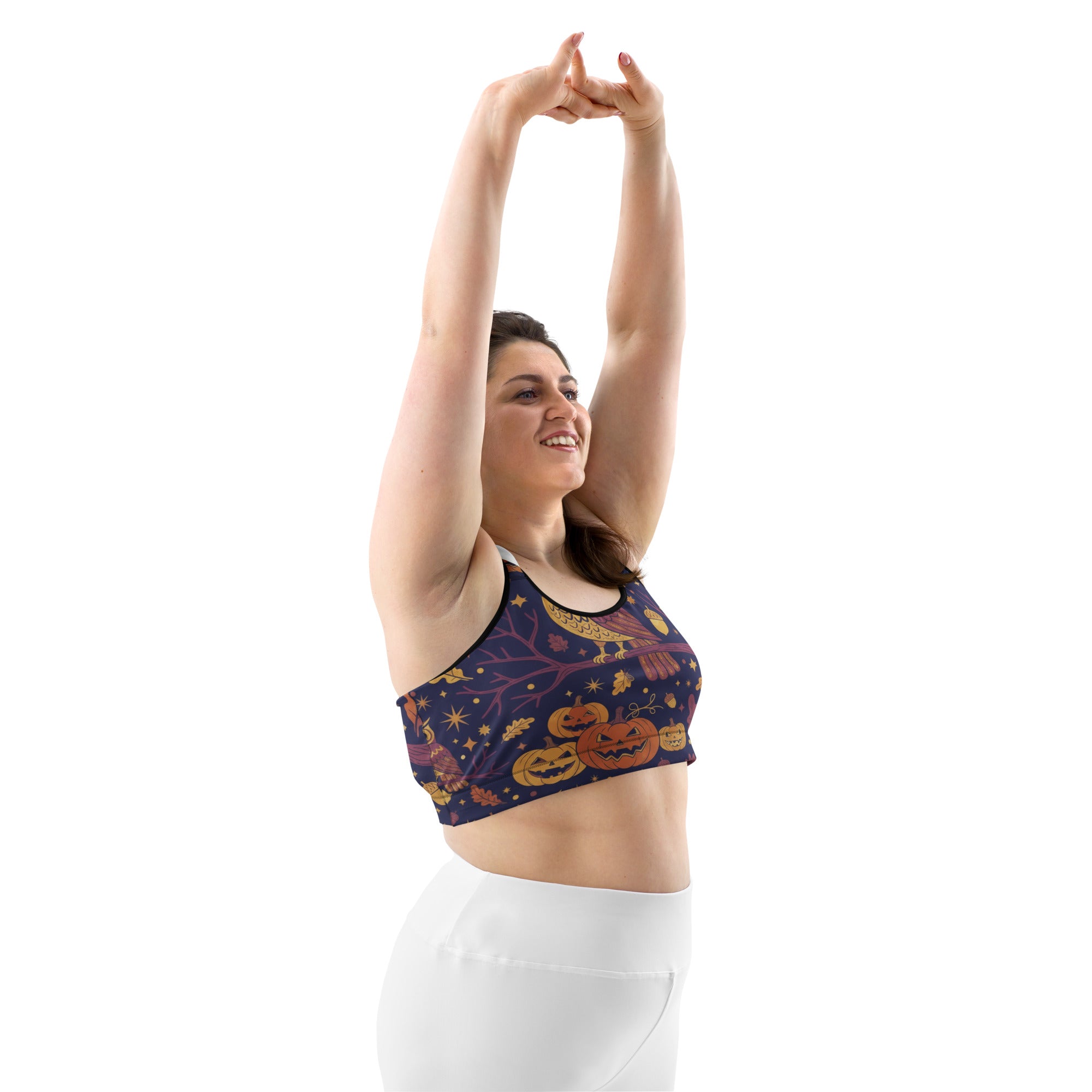All Hallows Eve Owl Sports Bra | GearBunch