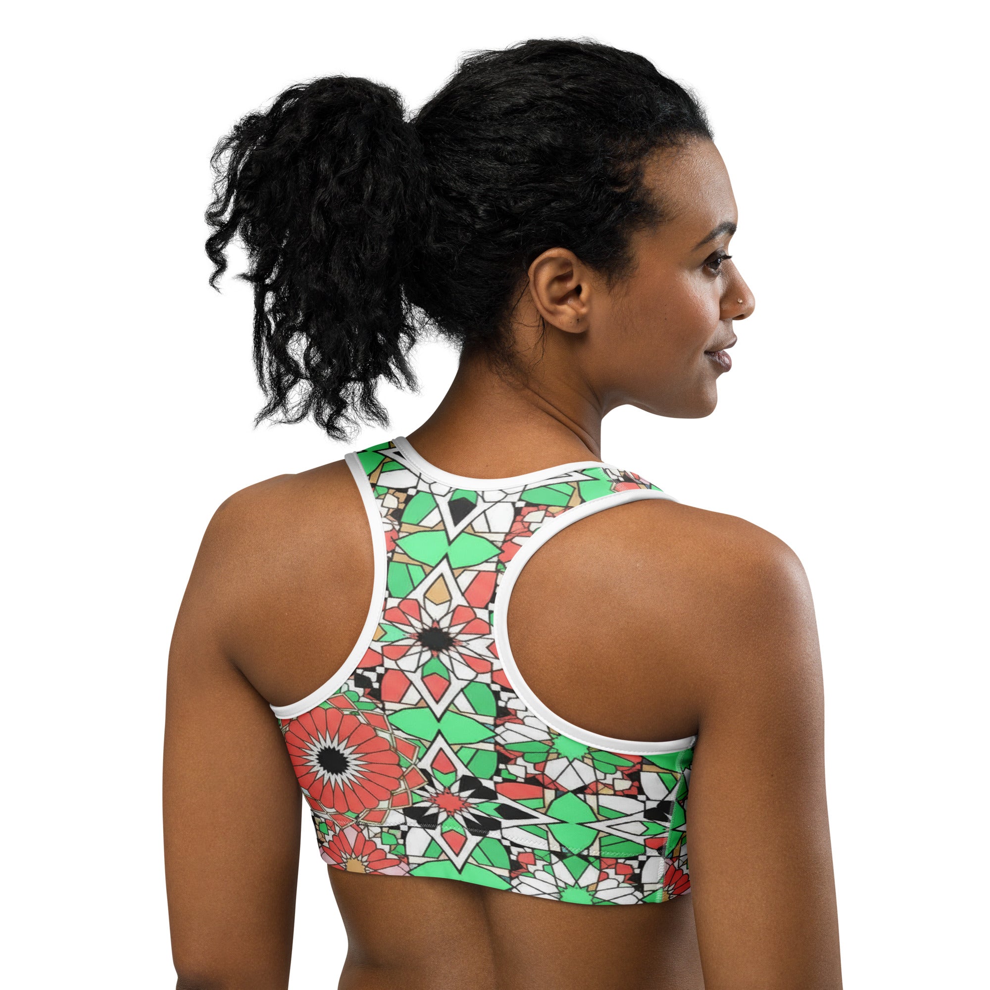 Zellige Coral Mint Sports Bra | GearBunch