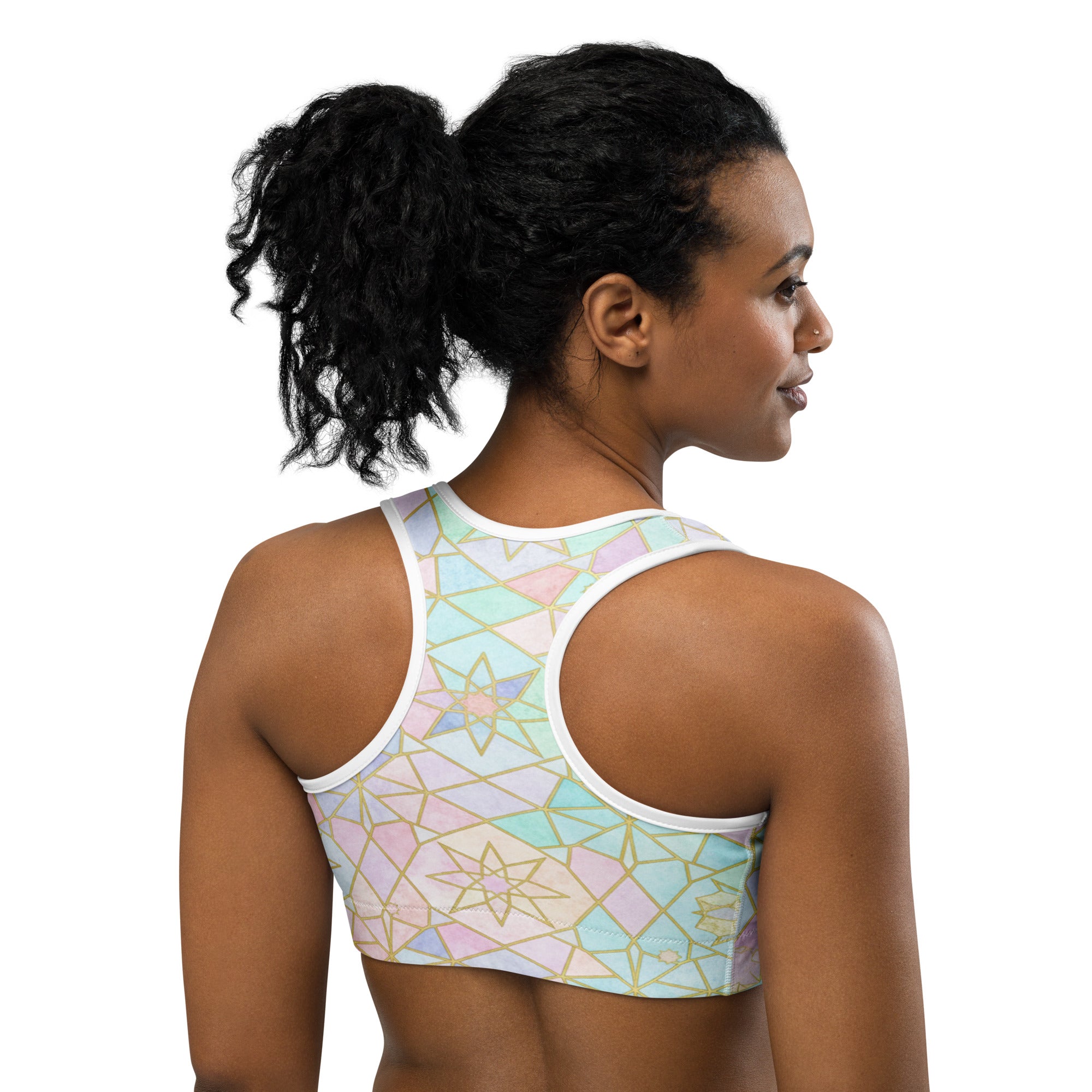 Arabic Rainbow Pastel Sports Bra | GearBunch