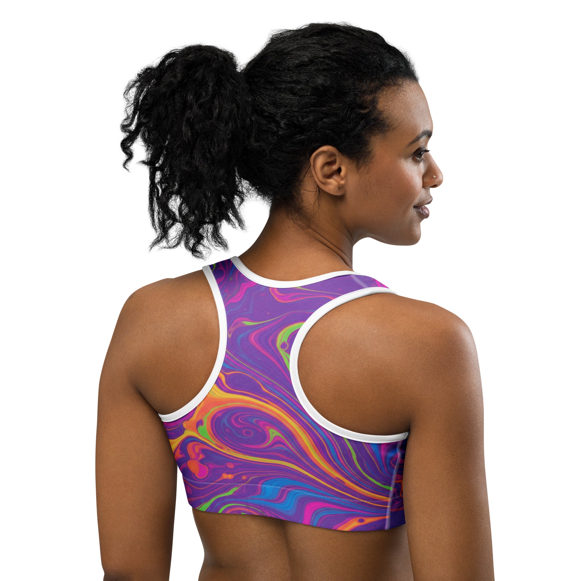 Liquid Marble Neon Sports Bra | GearBunch