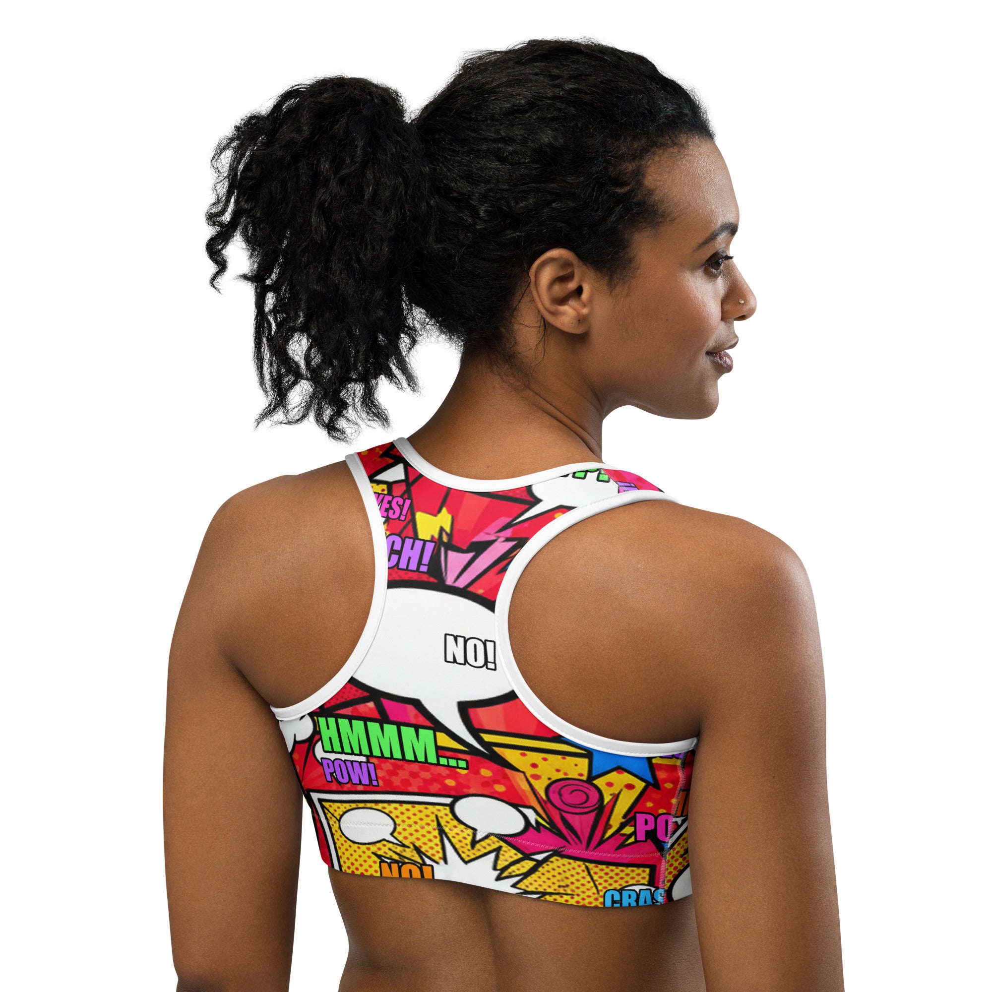Comic Pop Retro Red Sports Bra | GearBunch