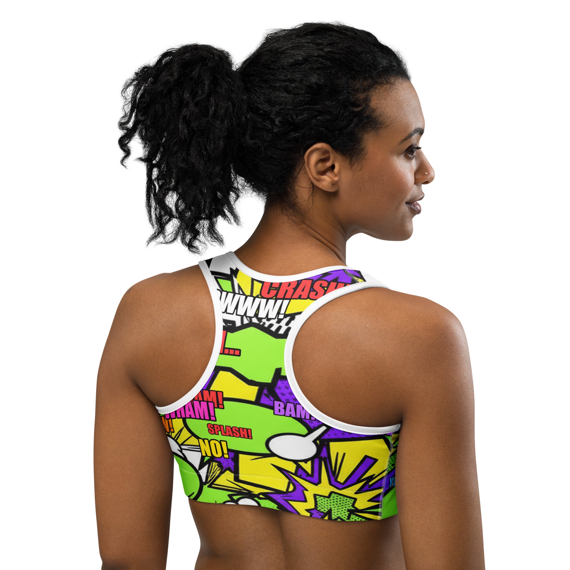 Comic Pop Toxic Green Sports Bra | GearBunch