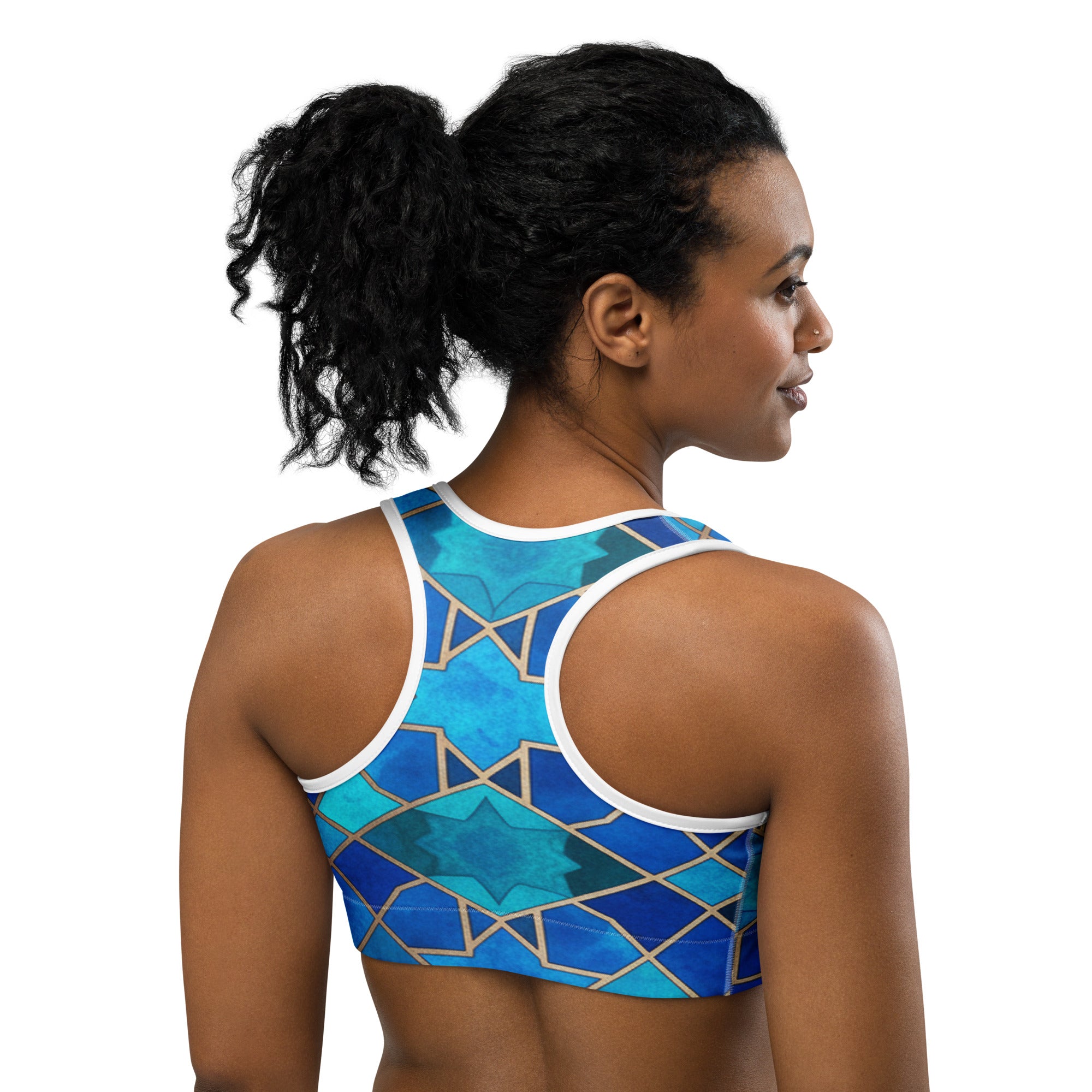Arabic Sapphire Bronze Sports Bra | GearBunch