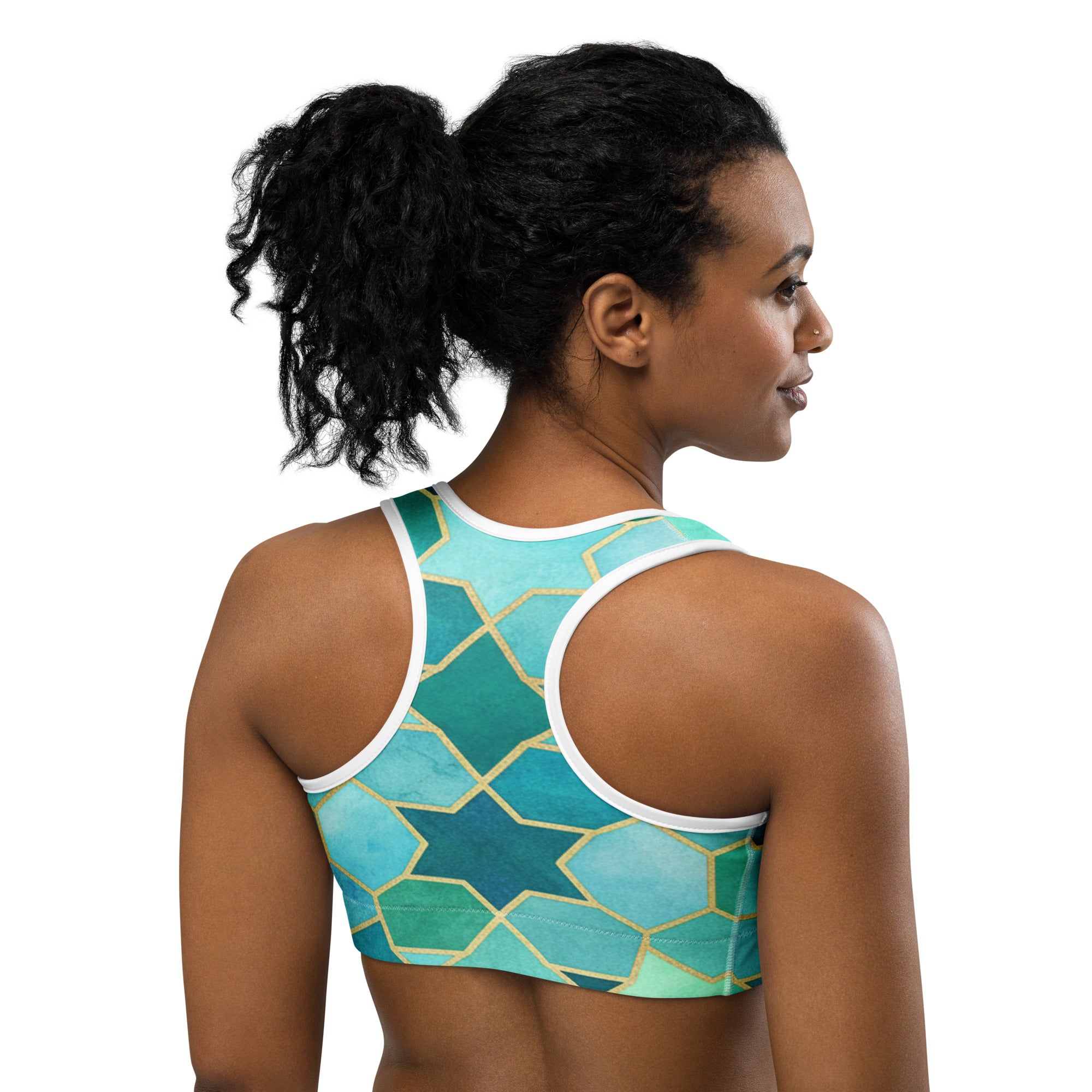 Arabic Watercolour Lagoon Sports Bra | GearBunch