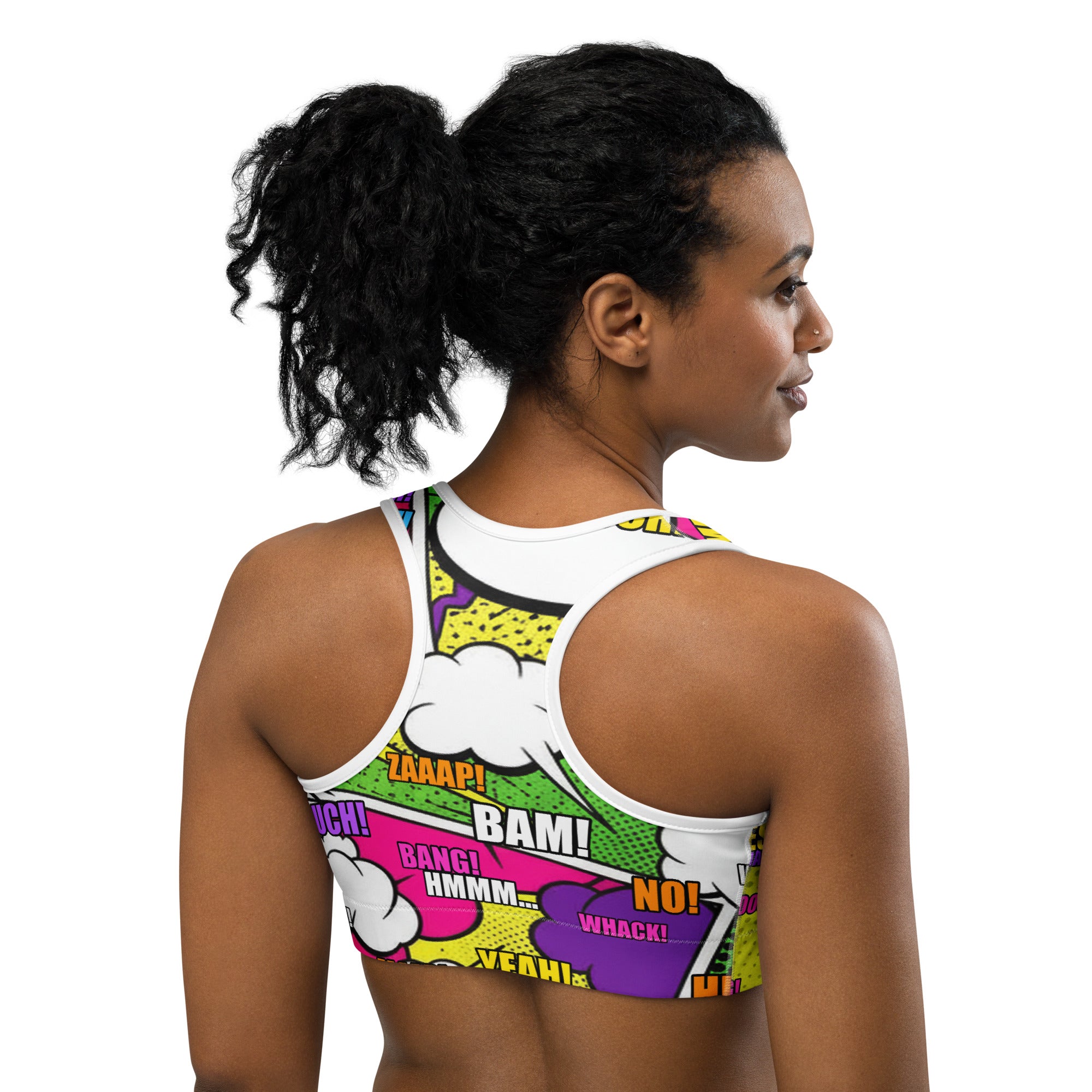 Comic Strip Neon Villain Sports Bra | GearBunch