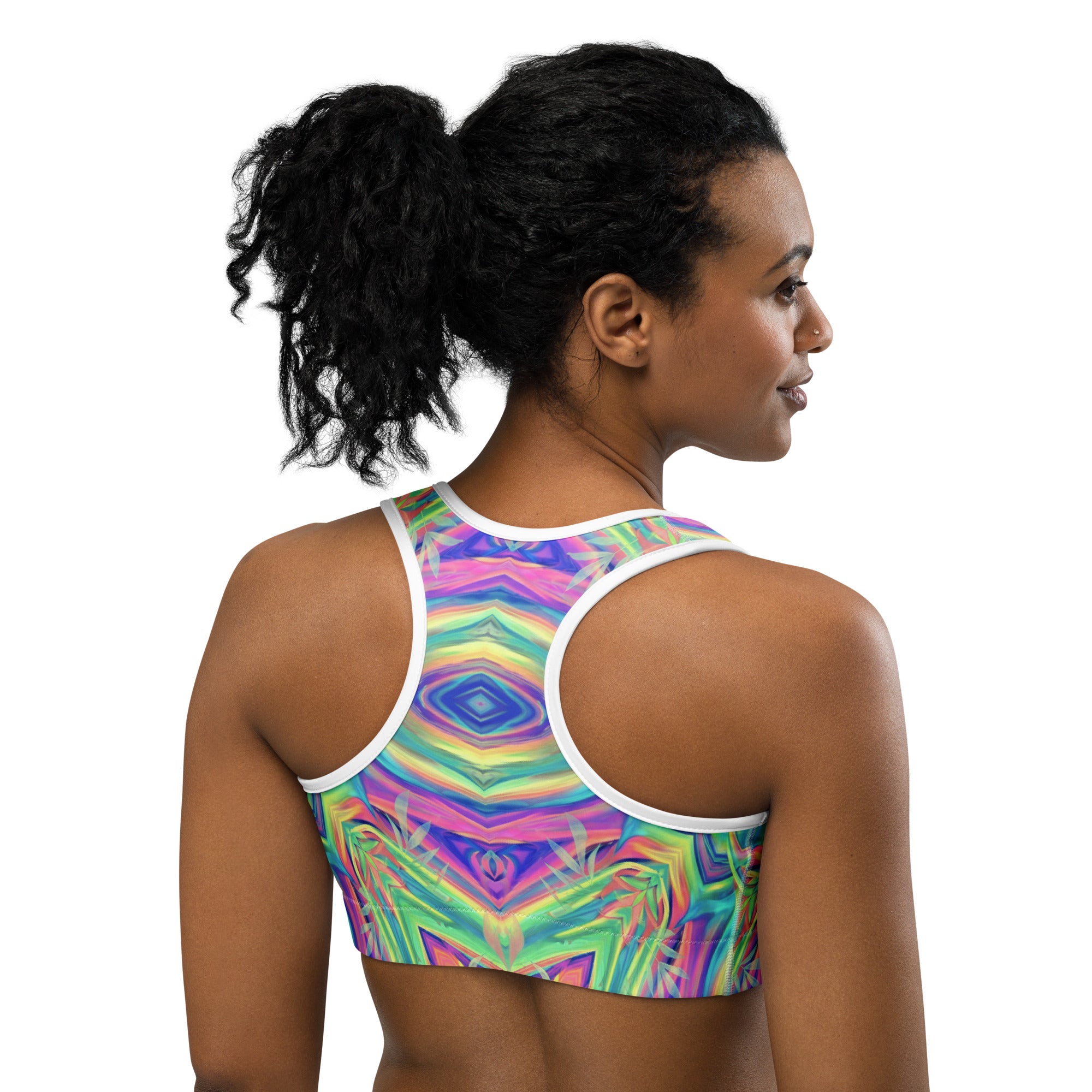 Psychedelic Tropical Laser Sports Bra | GearBunch