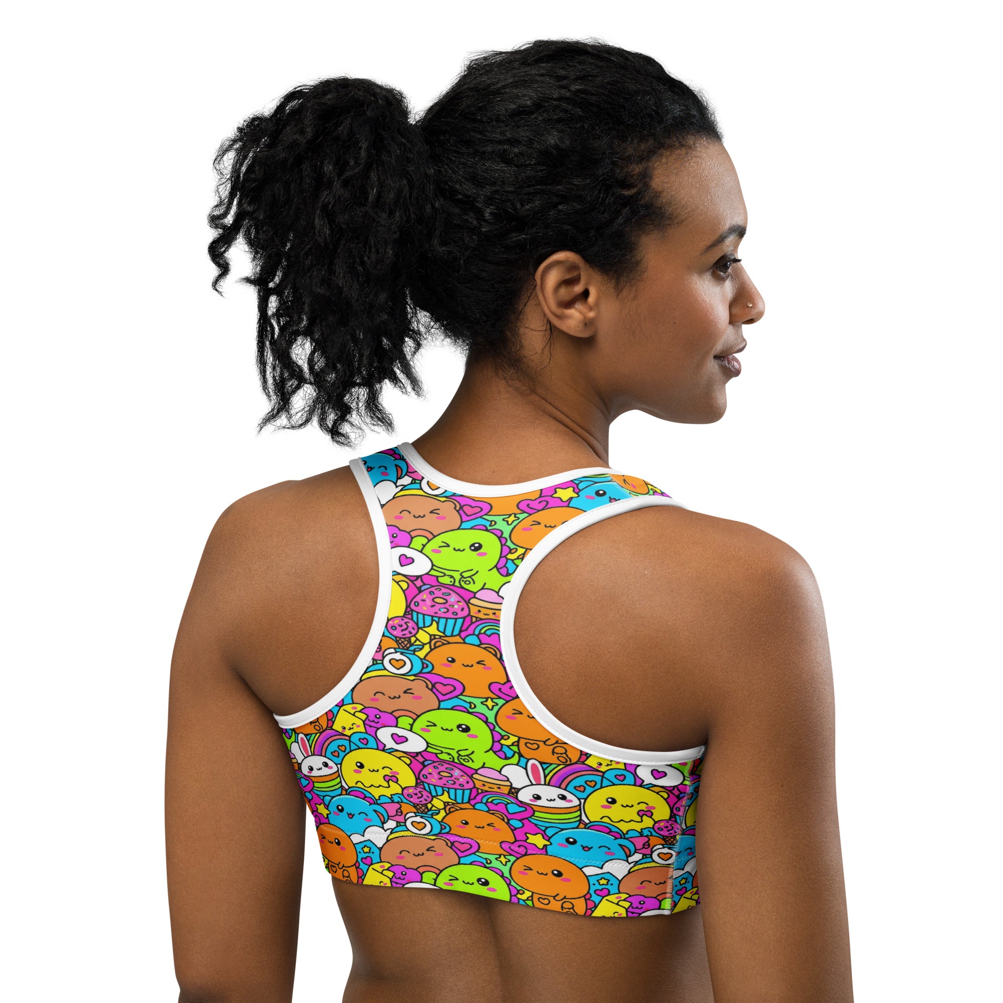 Kawaii Dinosaur Stomp Sports Bra | GearBunch