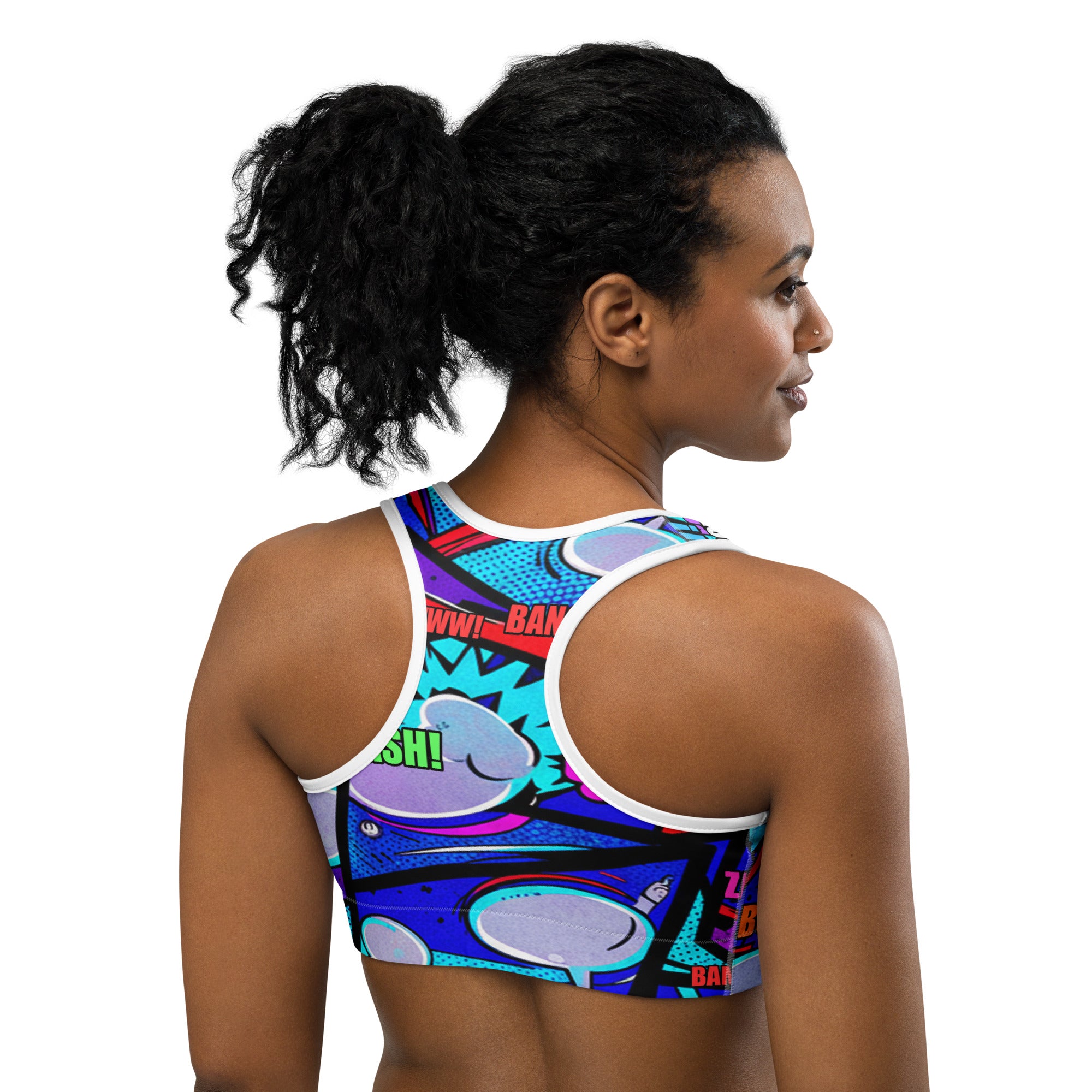 Comic Strip Space Battle Sports Bra | GearBunch