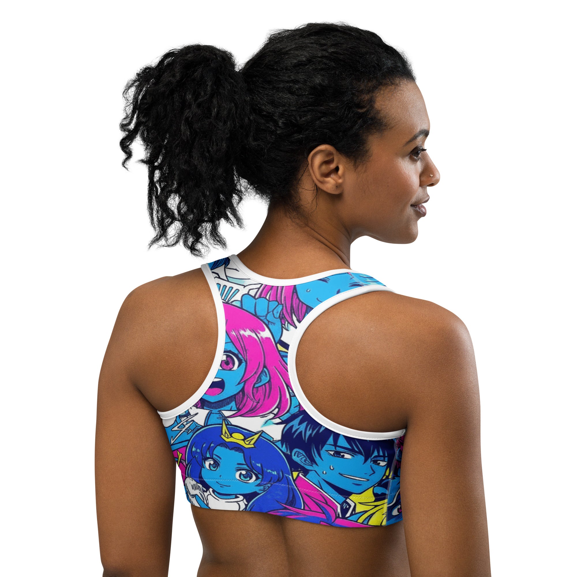 Anime Collage Neon Tokyo Sports Bra | GearBunch