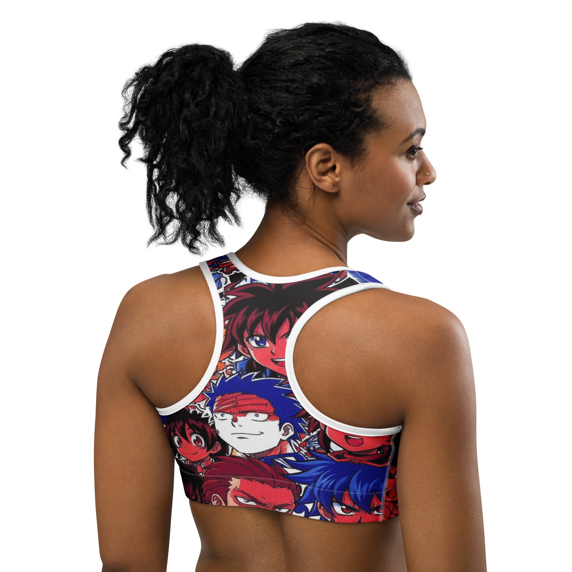 Anime Collage Dark Shonen Sports Bra | GearBunch