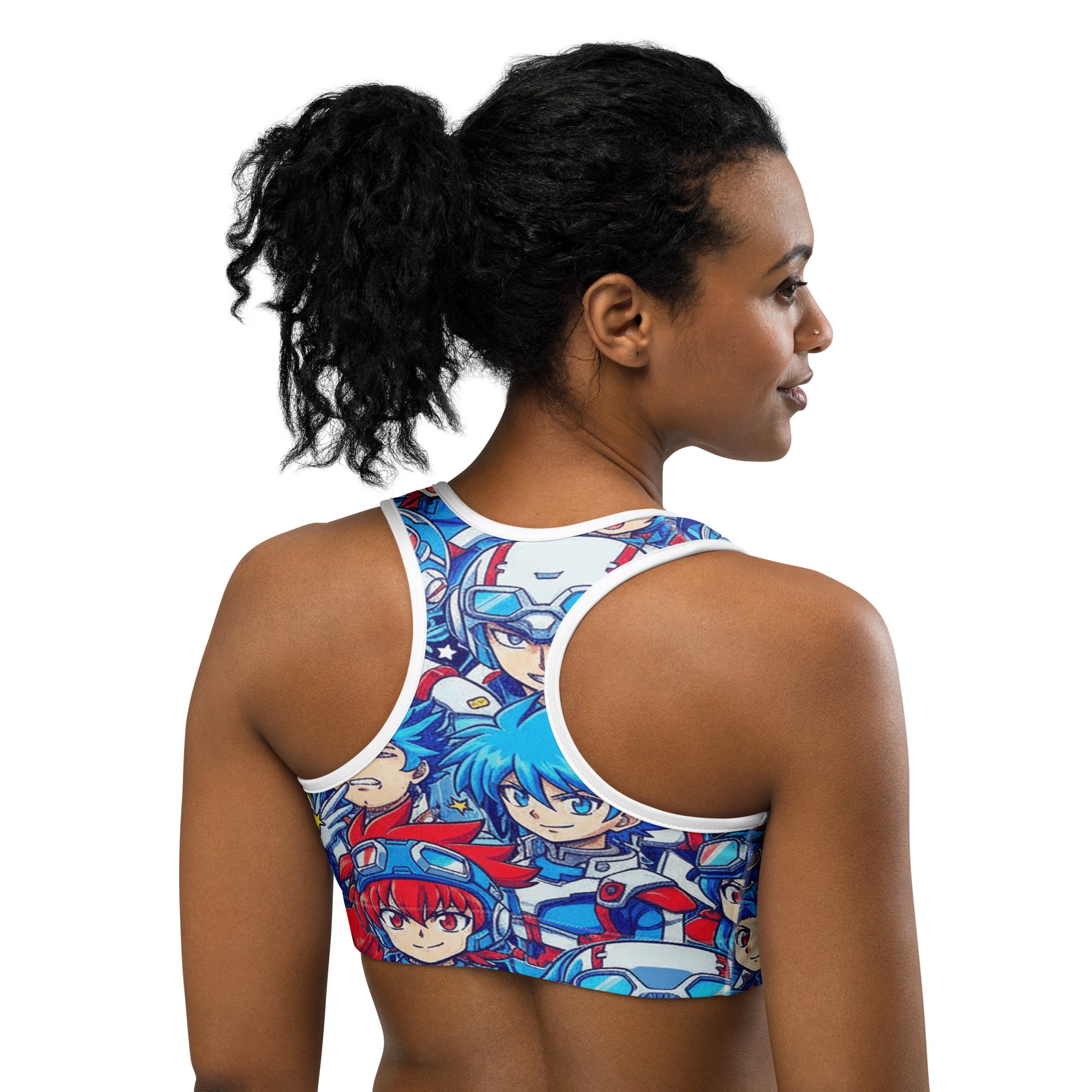 Anime Collage Mecha Pilot Sports Bra | GearBunch