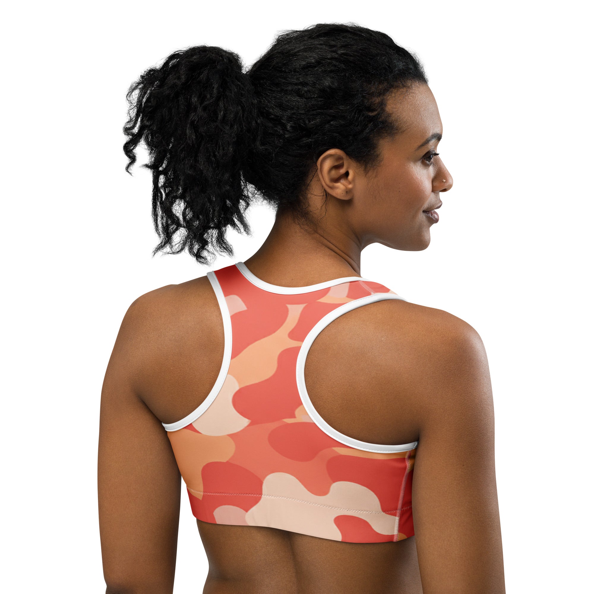 Coral Sunset Camo Sports Bra | GearBunch