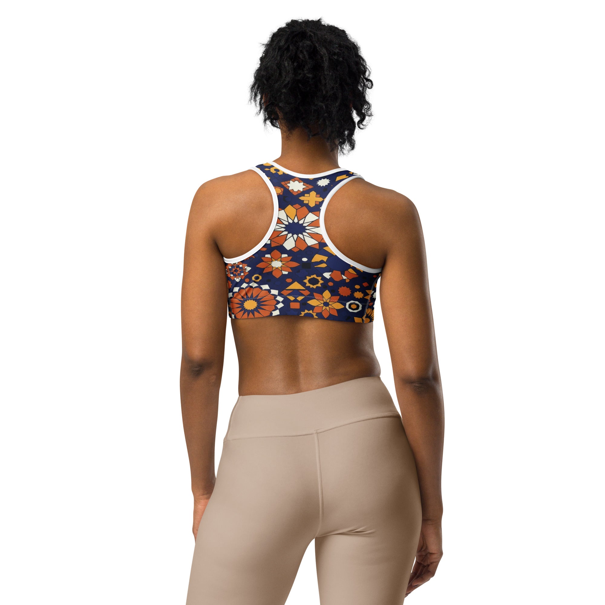 Zellige Indigo Saffron Sports Bra | GearBunch