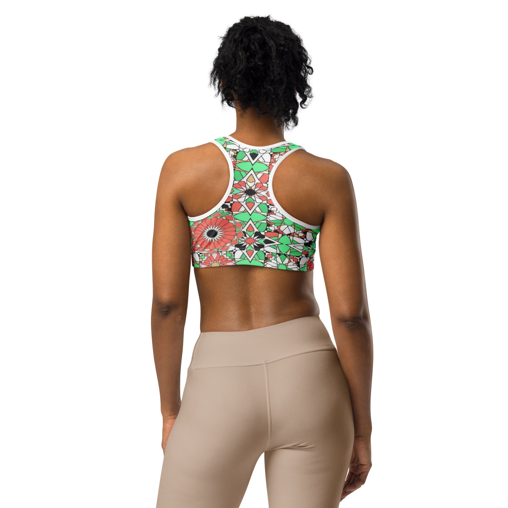 Zellige Coral Mint Sports Bra | GearBunch