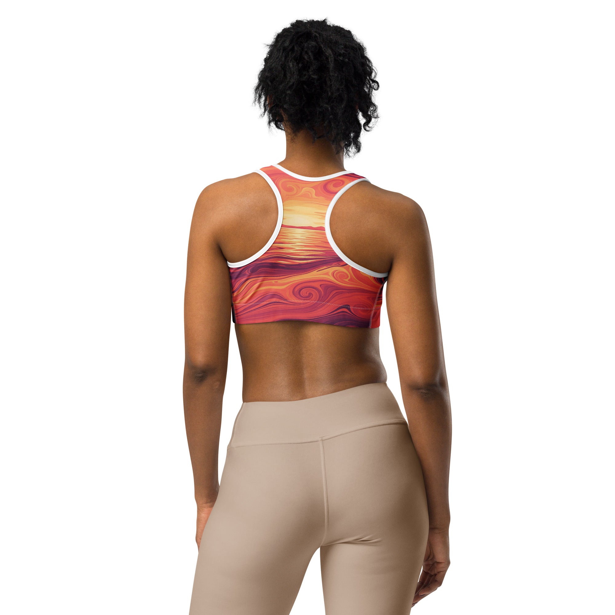 Liquid Marble Sunset Horizon Sports Bra | GearBunch