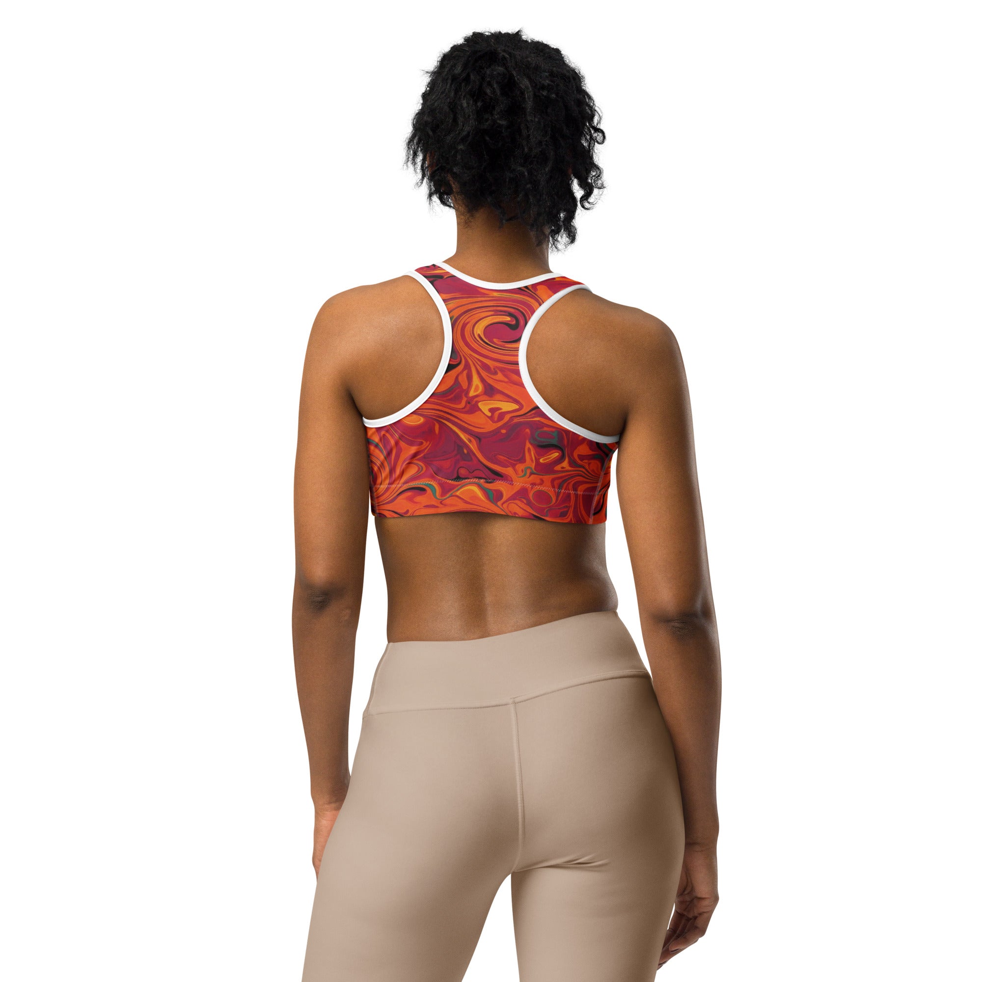 Liquid Marble Fire Opal Sports Bra | GearBunch