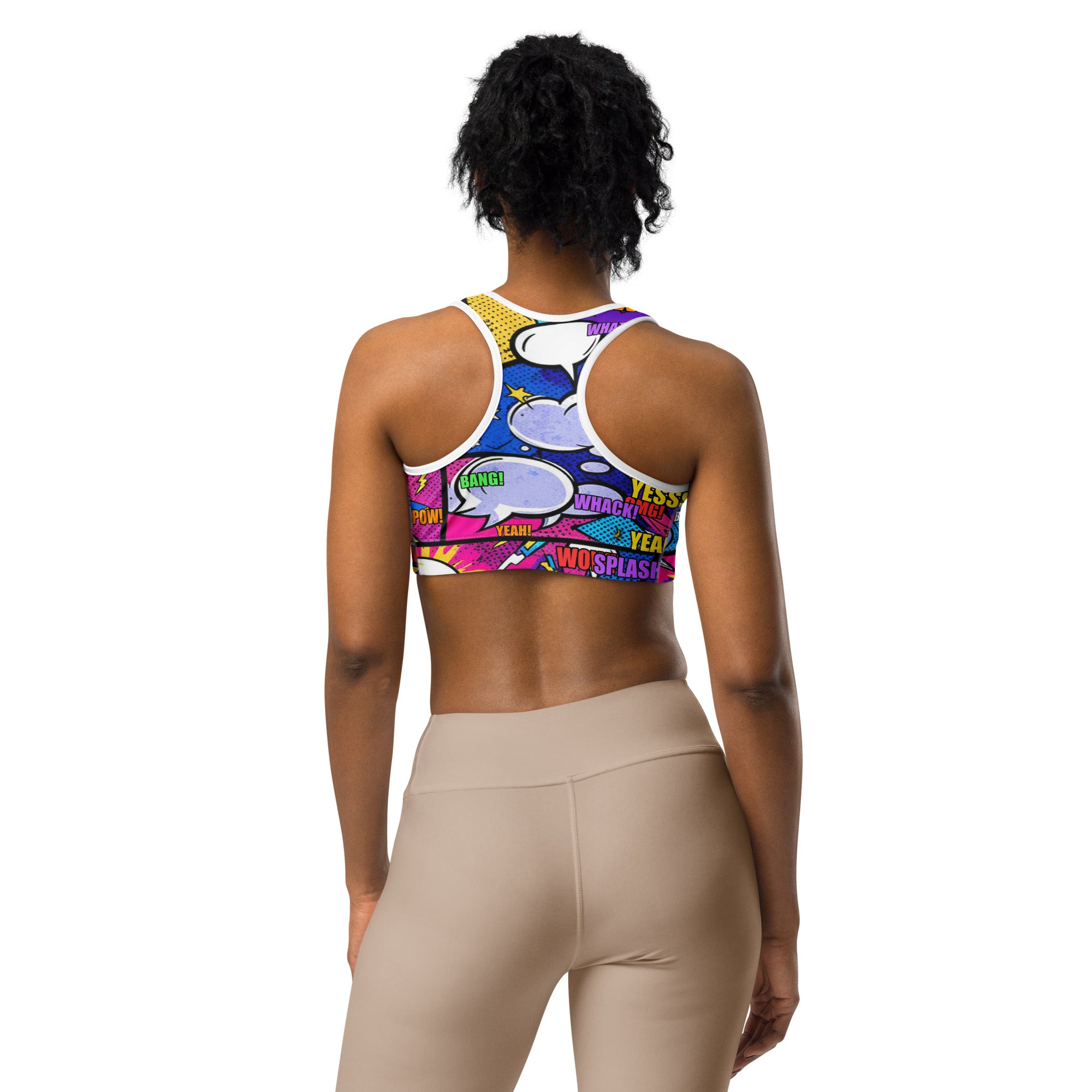 Comic Strip Cosmic Boom Sports Bra | GearBunch