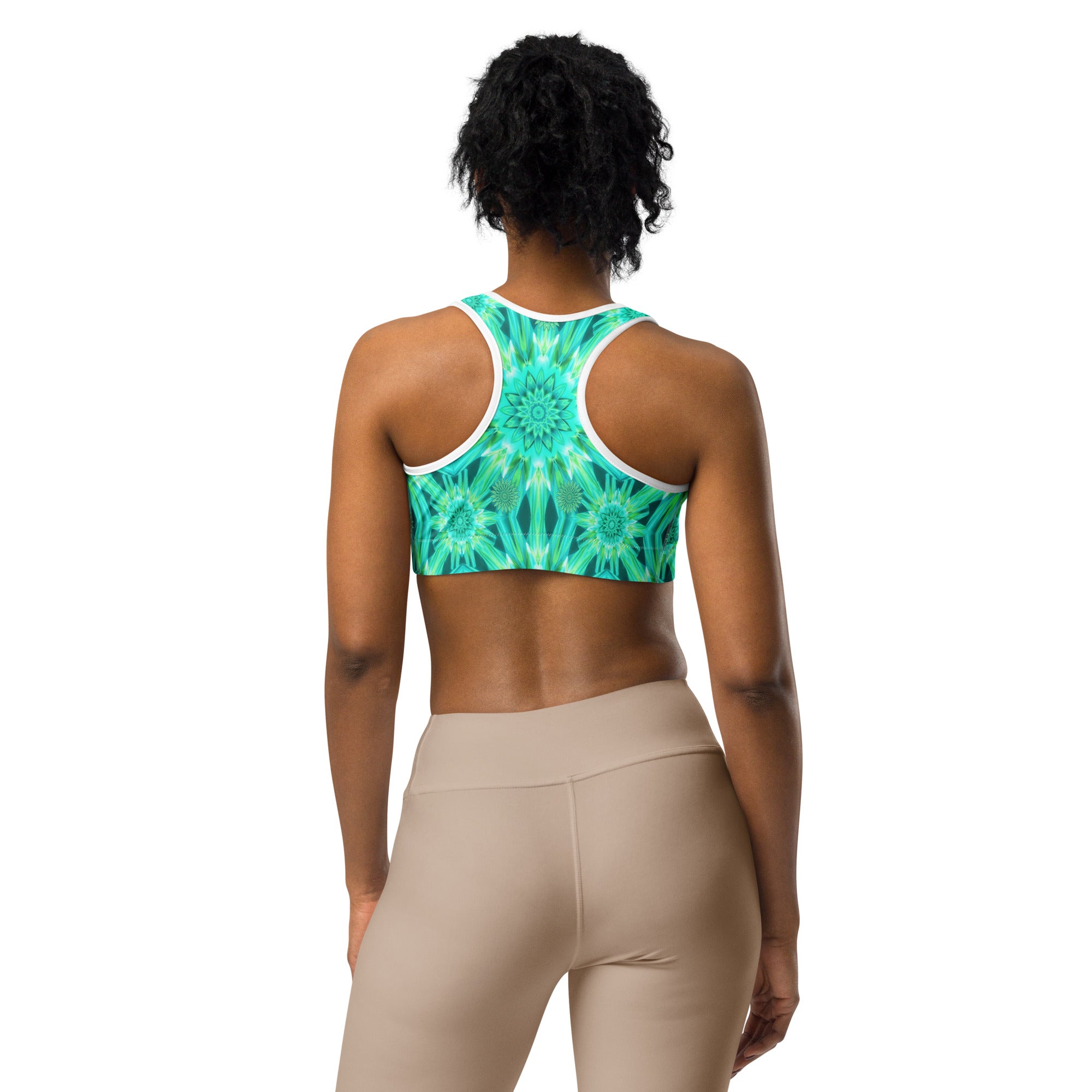 Psychedelic Mint Warp Sports Bra | GearBunch