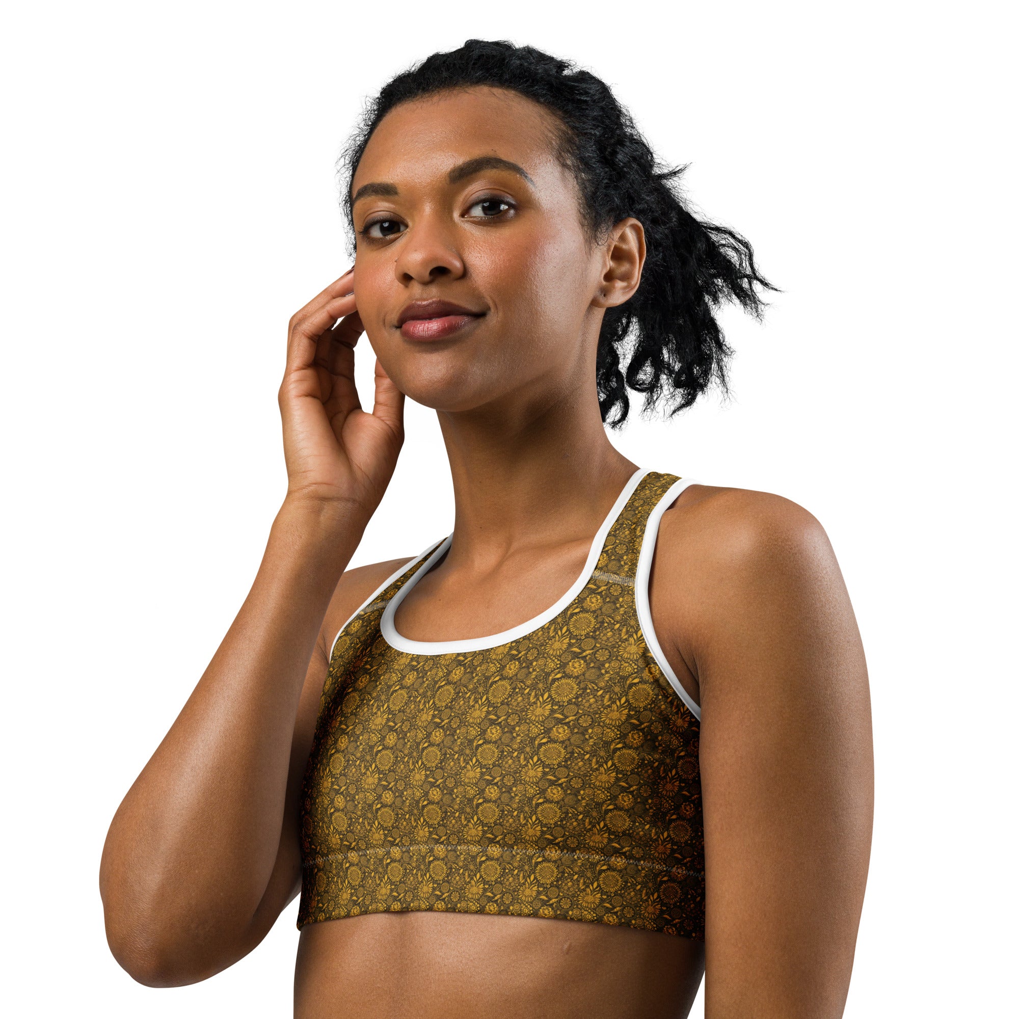 Gustav Klimt Floral Sports Bra | GearBunch