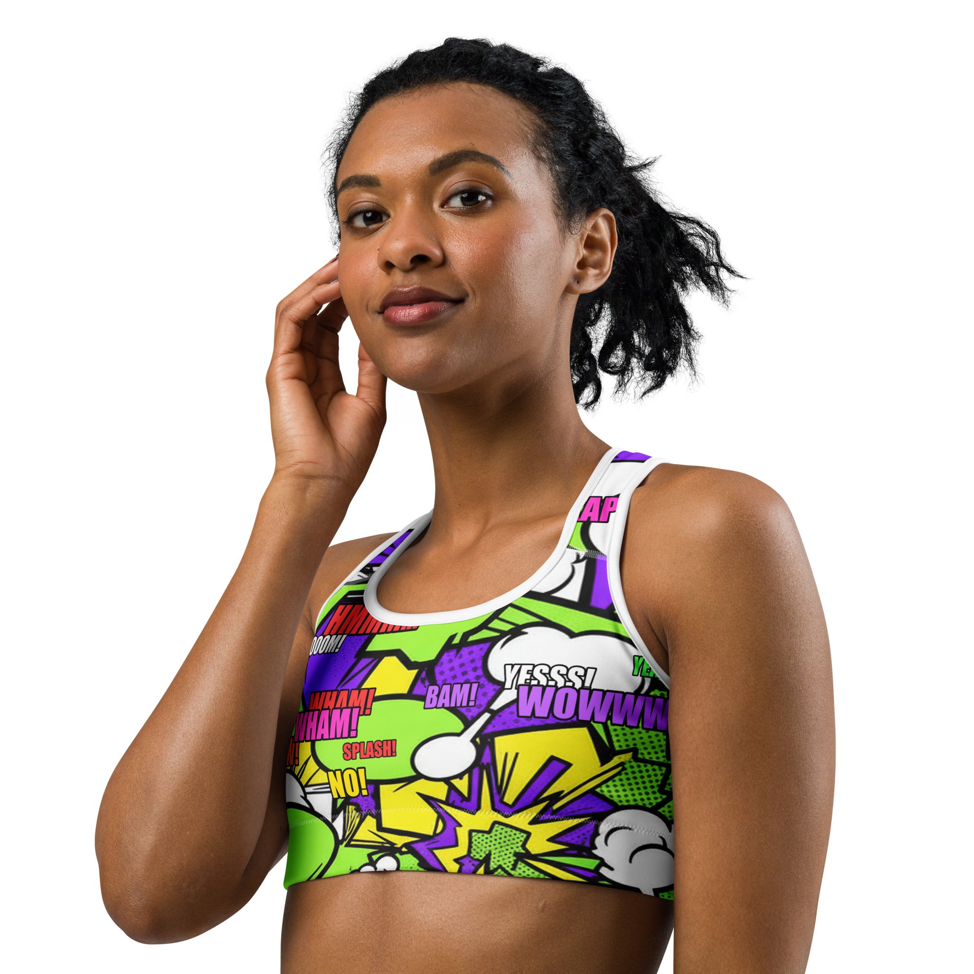 Comic Pop Toxic Green Sports Bra | GearBunch