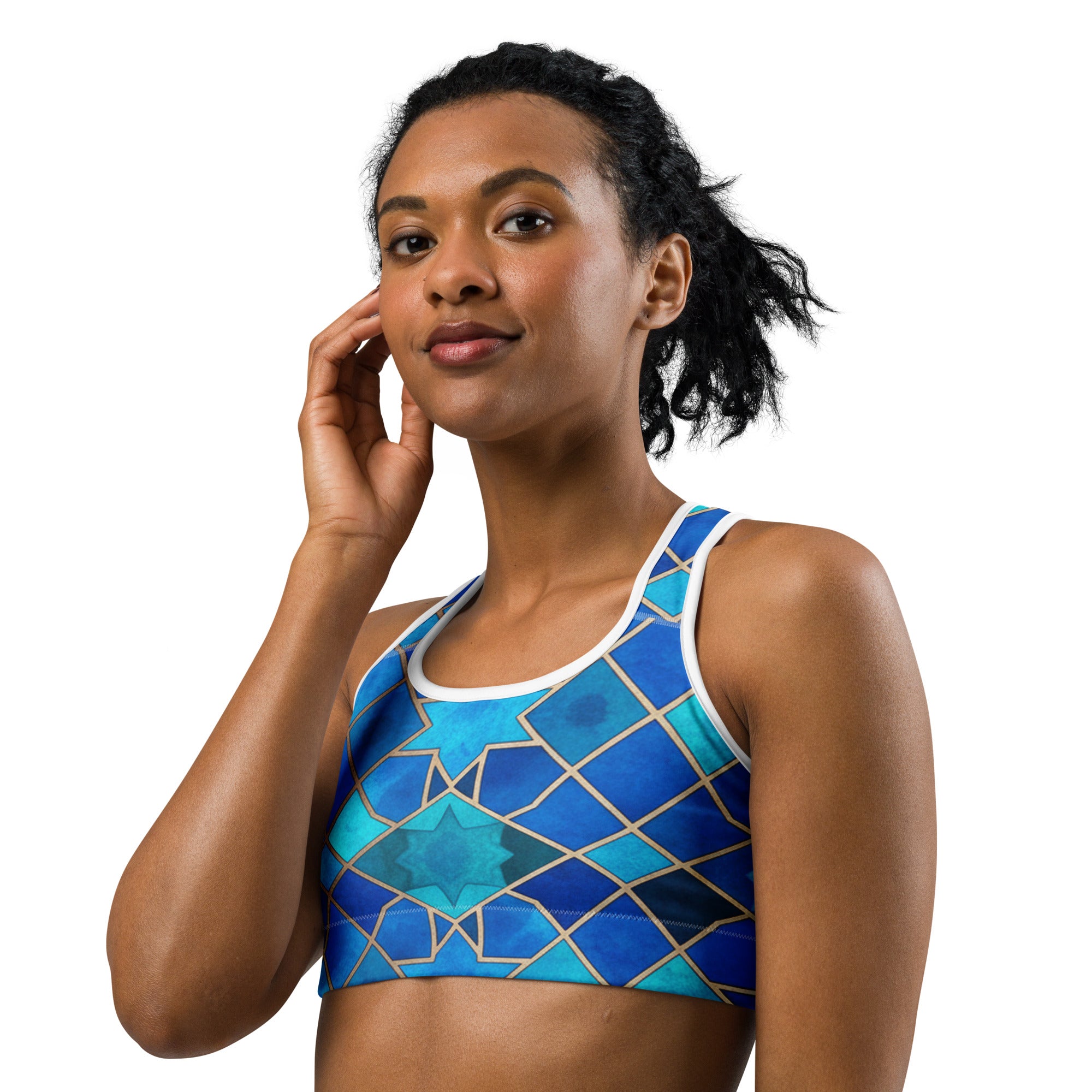 Arabic Sapphire Bronze Sports Bra | GearBunch
