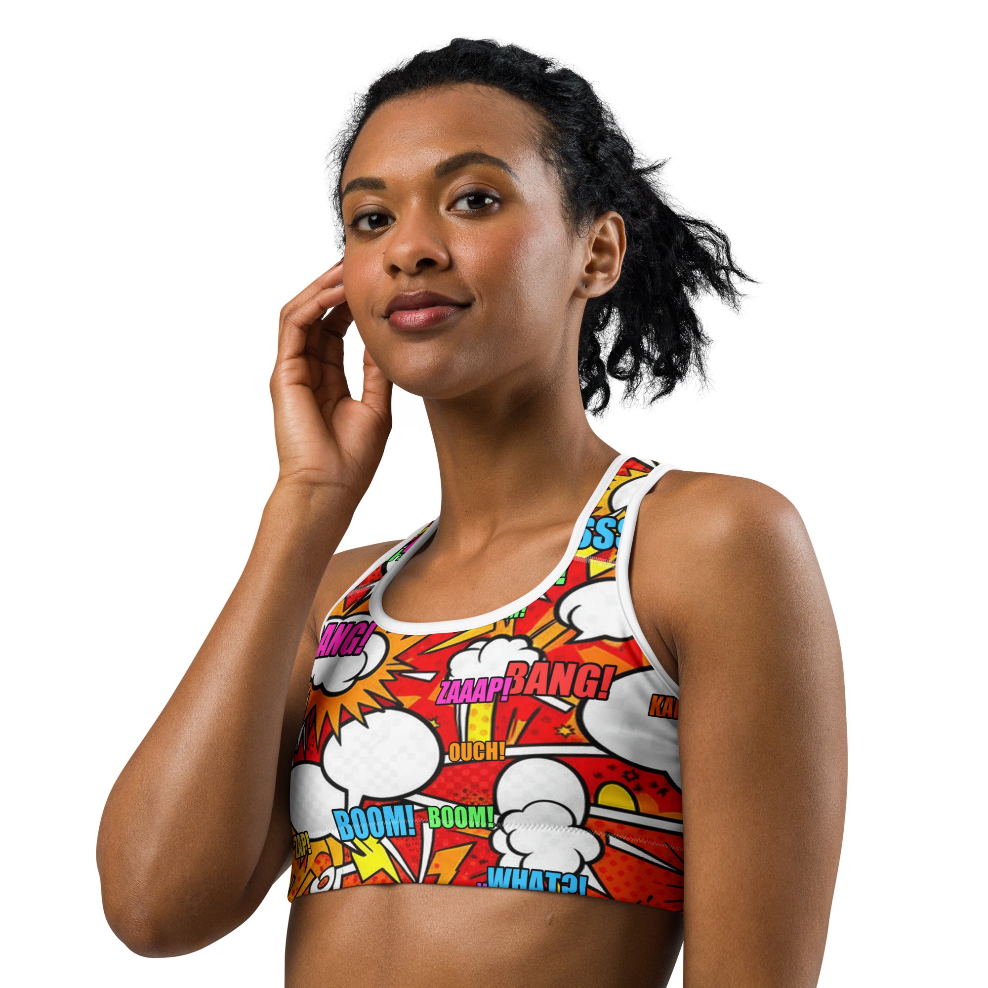 Comic Pop Fire Engine Sports Bra | GearBunch